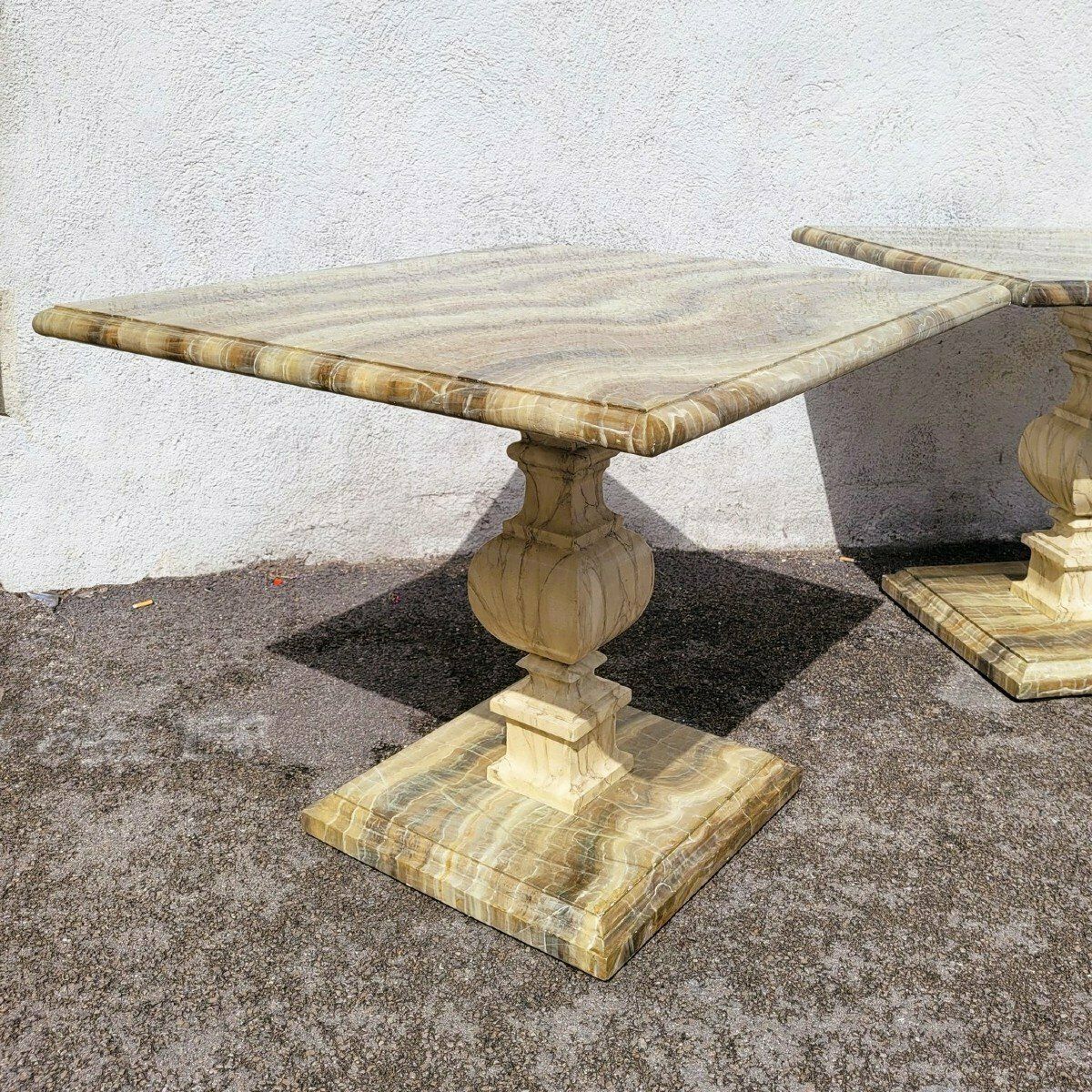 2 Painted Faux Marble Side Tables Gold Sofa Ends, 20th Century photo buy