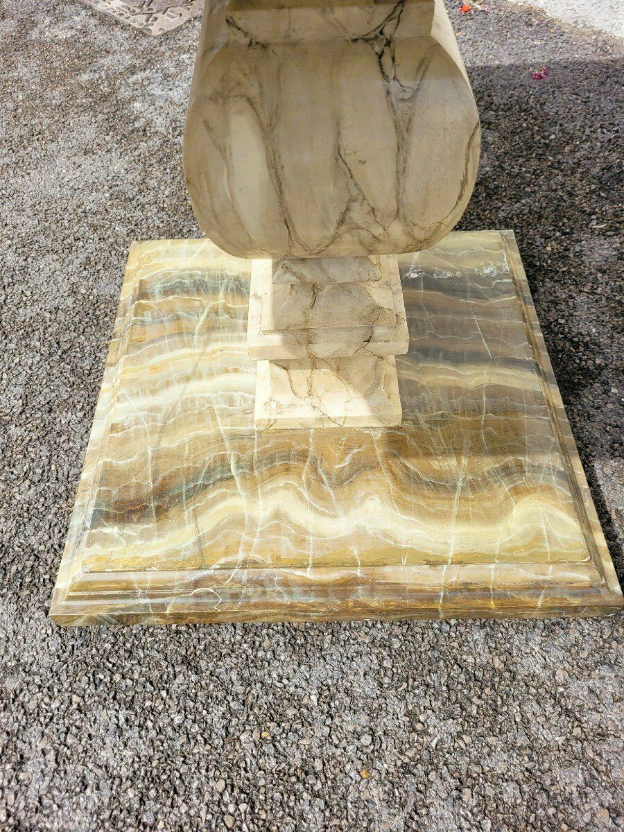 2 Painted Faux Marble Side Tables Gold Sofa Ends, 20th Century photo vintage