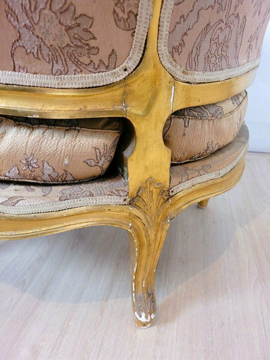 180.0 Louis XV Style Gilded Wood Shepherdess, 19th Century photo