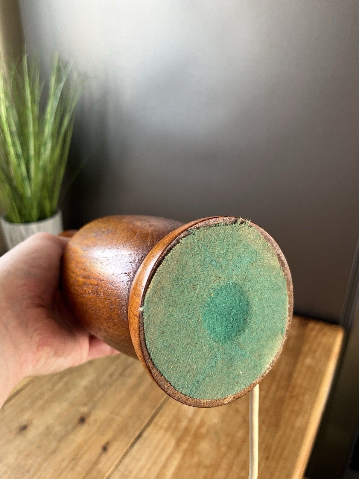 Mid Century 60's 70's Scandi Turned Teak Wooden Desk Bedside Light Table Lamp photo vintage