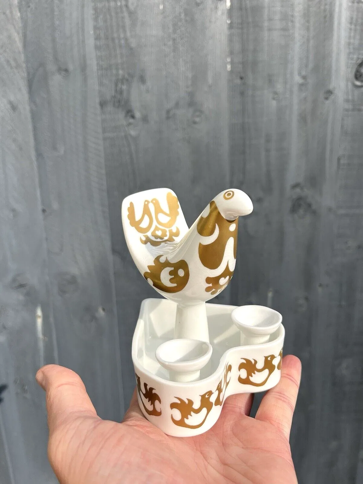 Highland Fine Bone China Stylised Bird Scandi Style Twin Taper Candle Holder Mcm photo 92.0