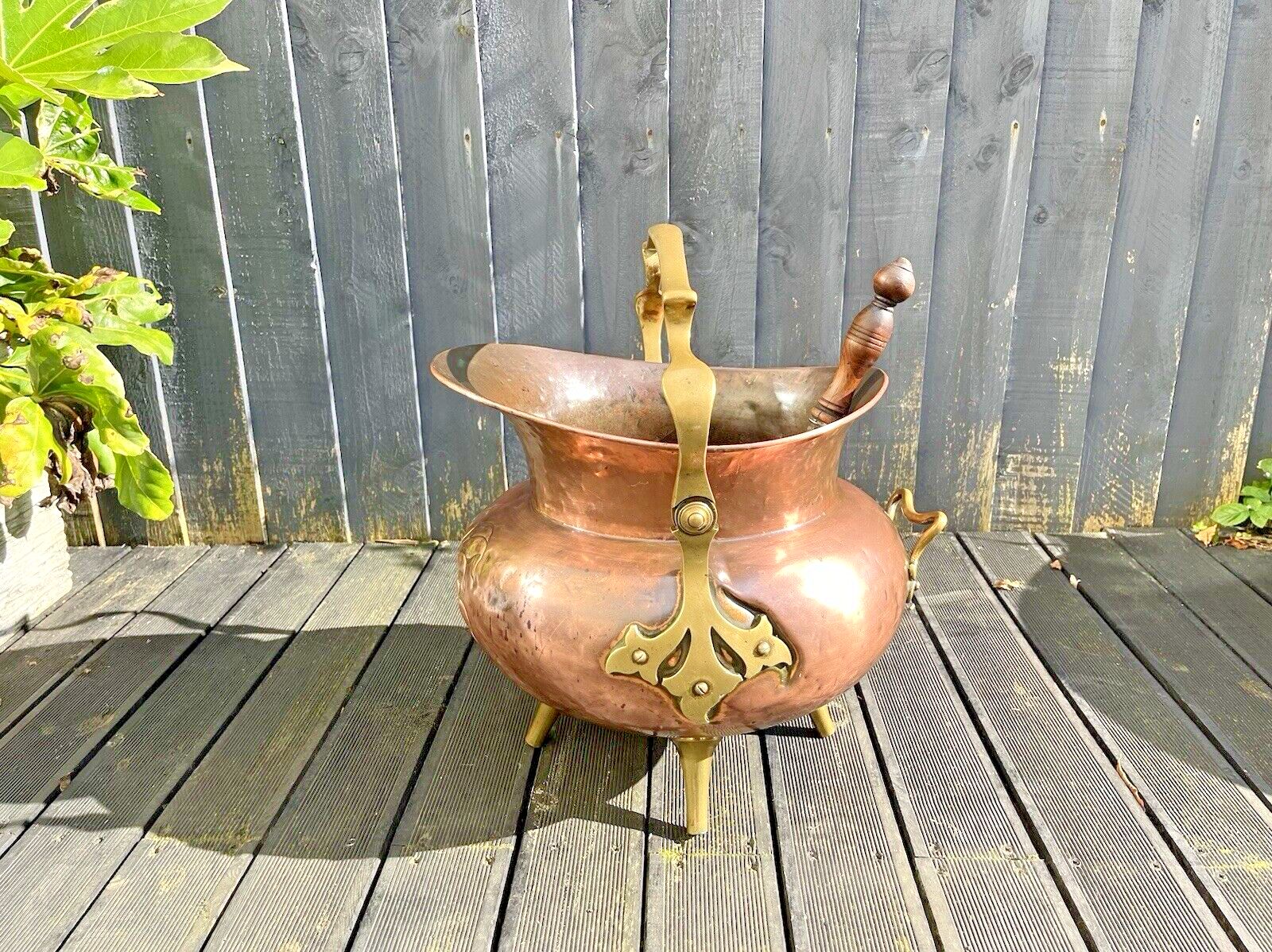 Antique Arts & Crafts Copper Brass Coal Bucket Benham Froud Christopher Dresser photo furniture