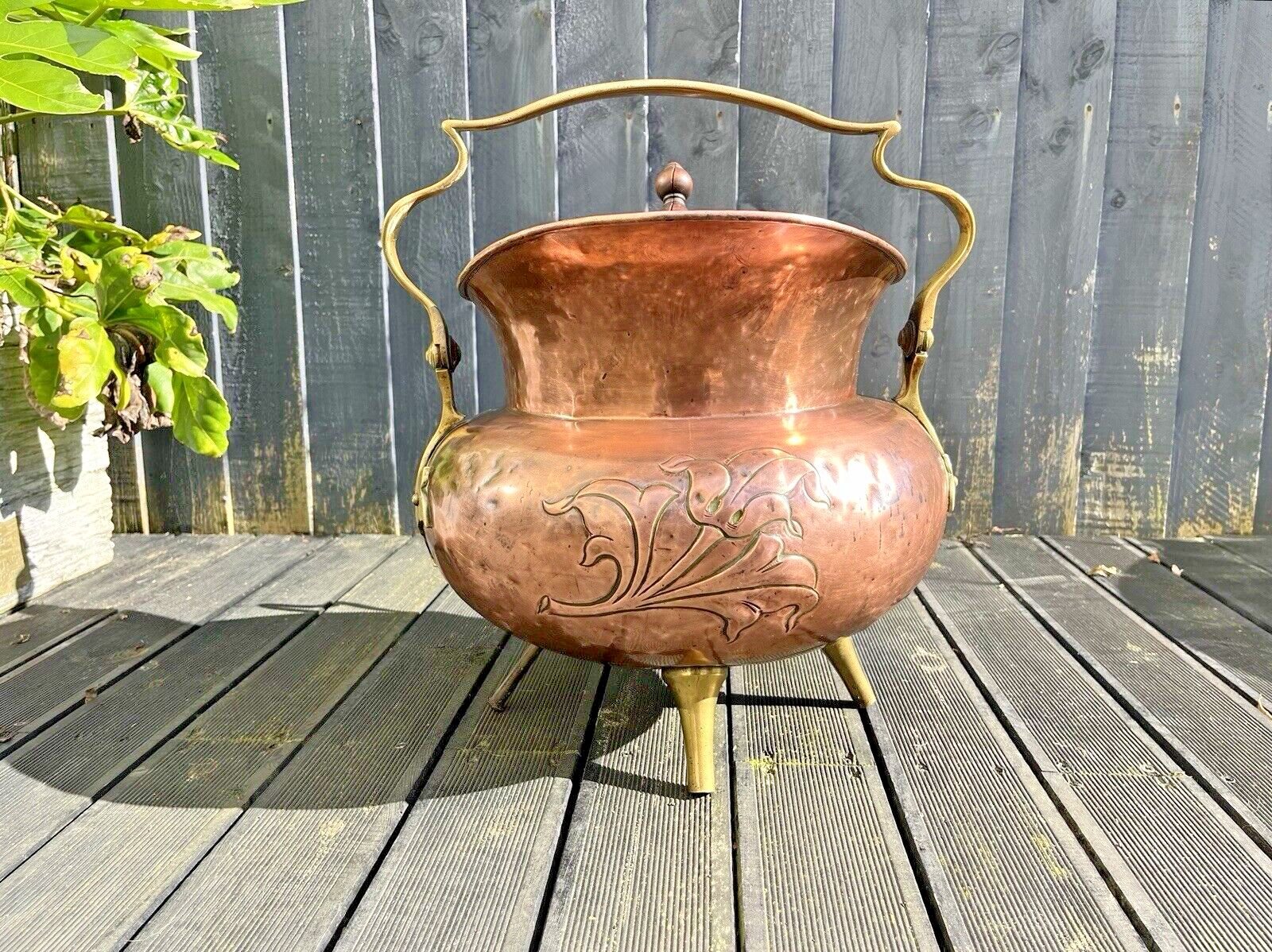 Antique Arts & Crafts Copper Brass Coal Bucket Benham Froud Christopher Dresser photo 450.0
