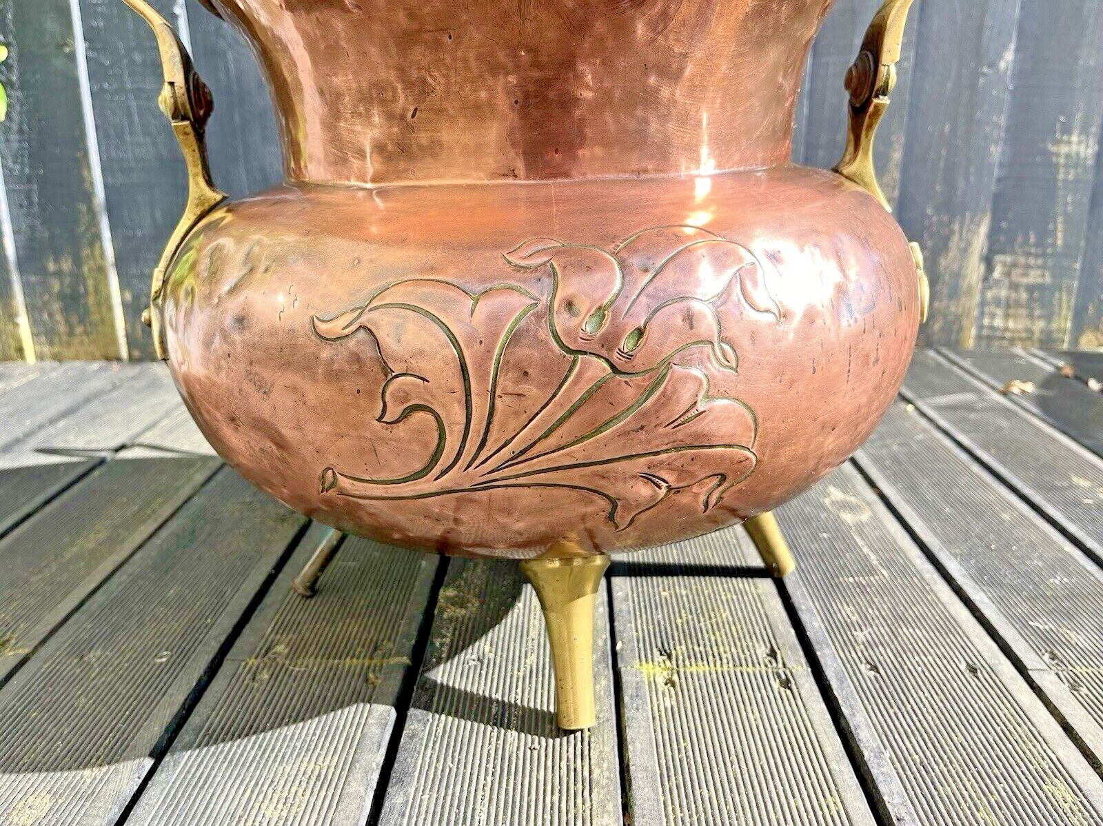 Antique Arts & Crafts Copper Brass Coal Bucket Benham Froud Christopher Dresser photo vinterior