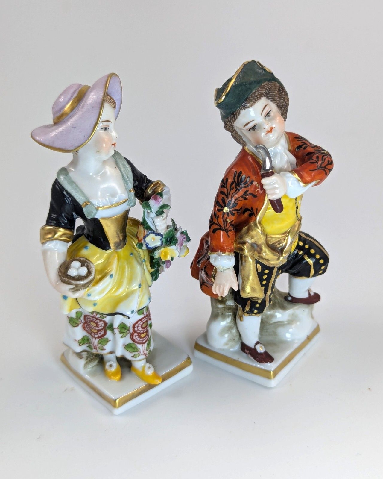 Antique Porcelain Figurines Of Farmer And Gardener, In Chelsea Style, 19th photo 250.0