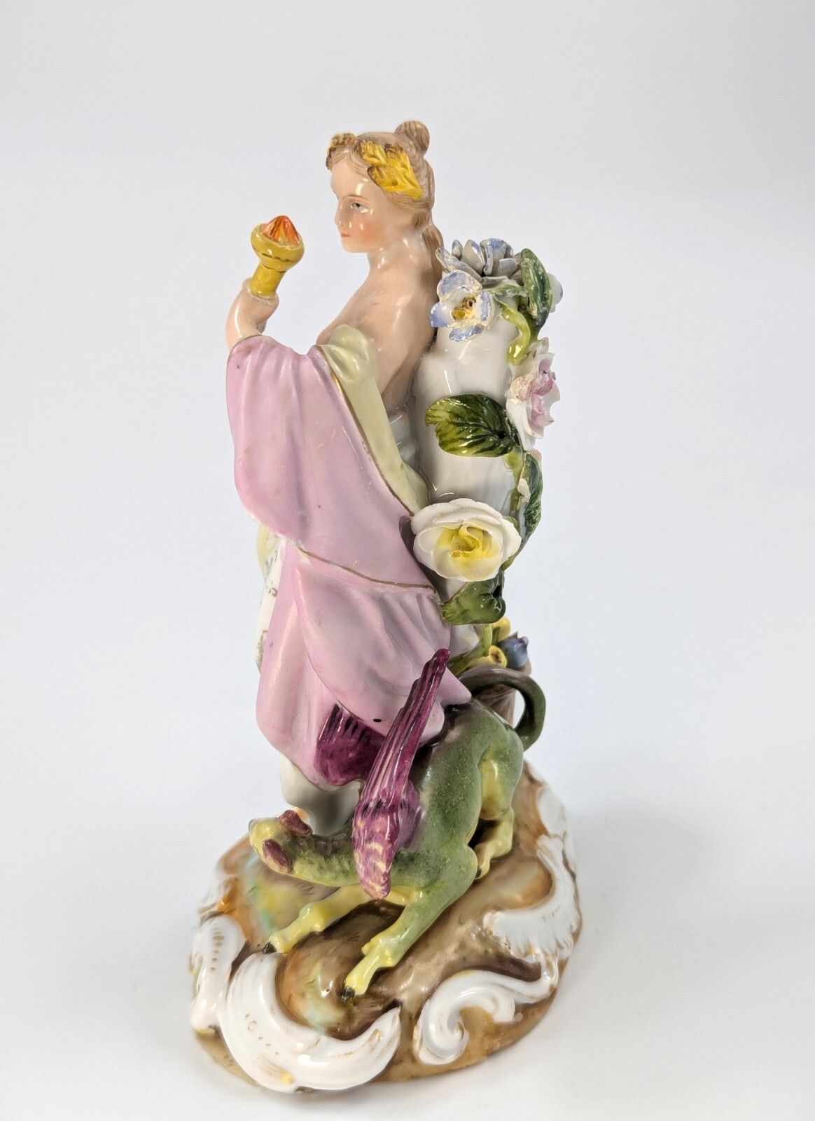 Antique Porcelain Allegorical Figurine By Volkstedt, Germany, с. 19th photo furniture