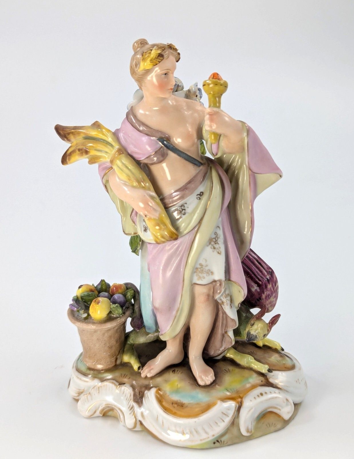 Antique Porcelain Allegorical Figurine By Volkstedt, Germany, с. 19th photo vinterior
