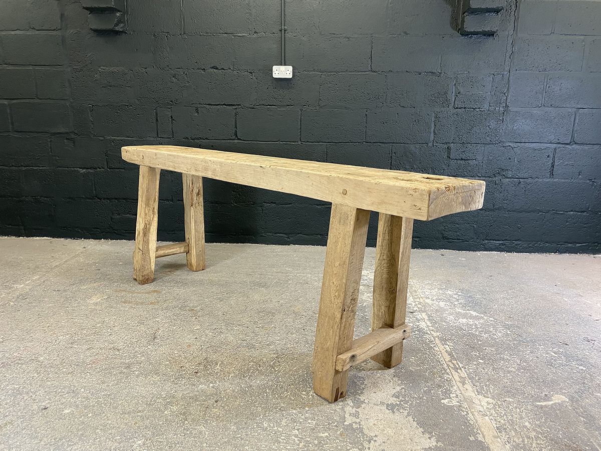 Rustic French Scrubbed Oak Console photo for sale