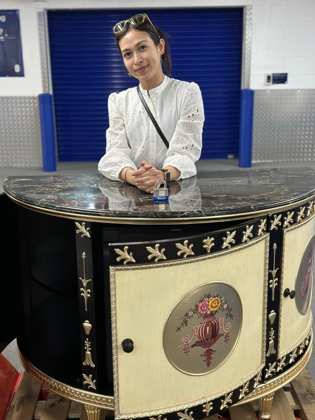 Adam Style Demilune Commode Cabinet (Refrigerated Minibar) photo for sale