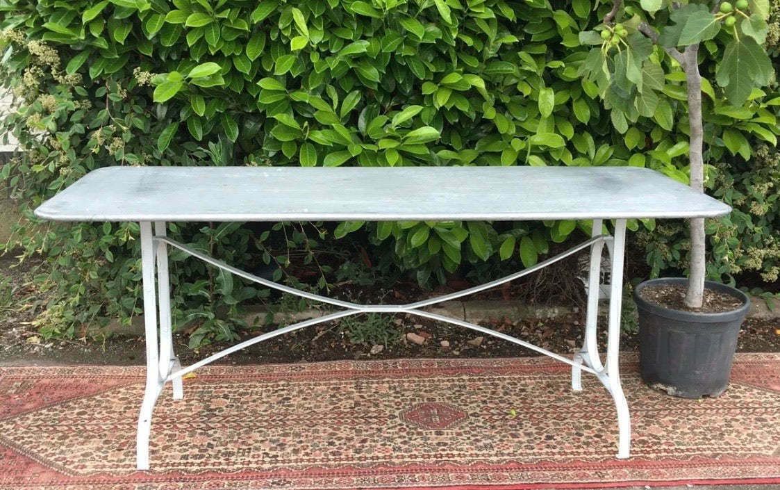 Entertain In Style With A French Style Zinc Top Metal Garden Table   Seats 6 8 Adults And Measures 180cm For Perfect Outdoor Gatherings!