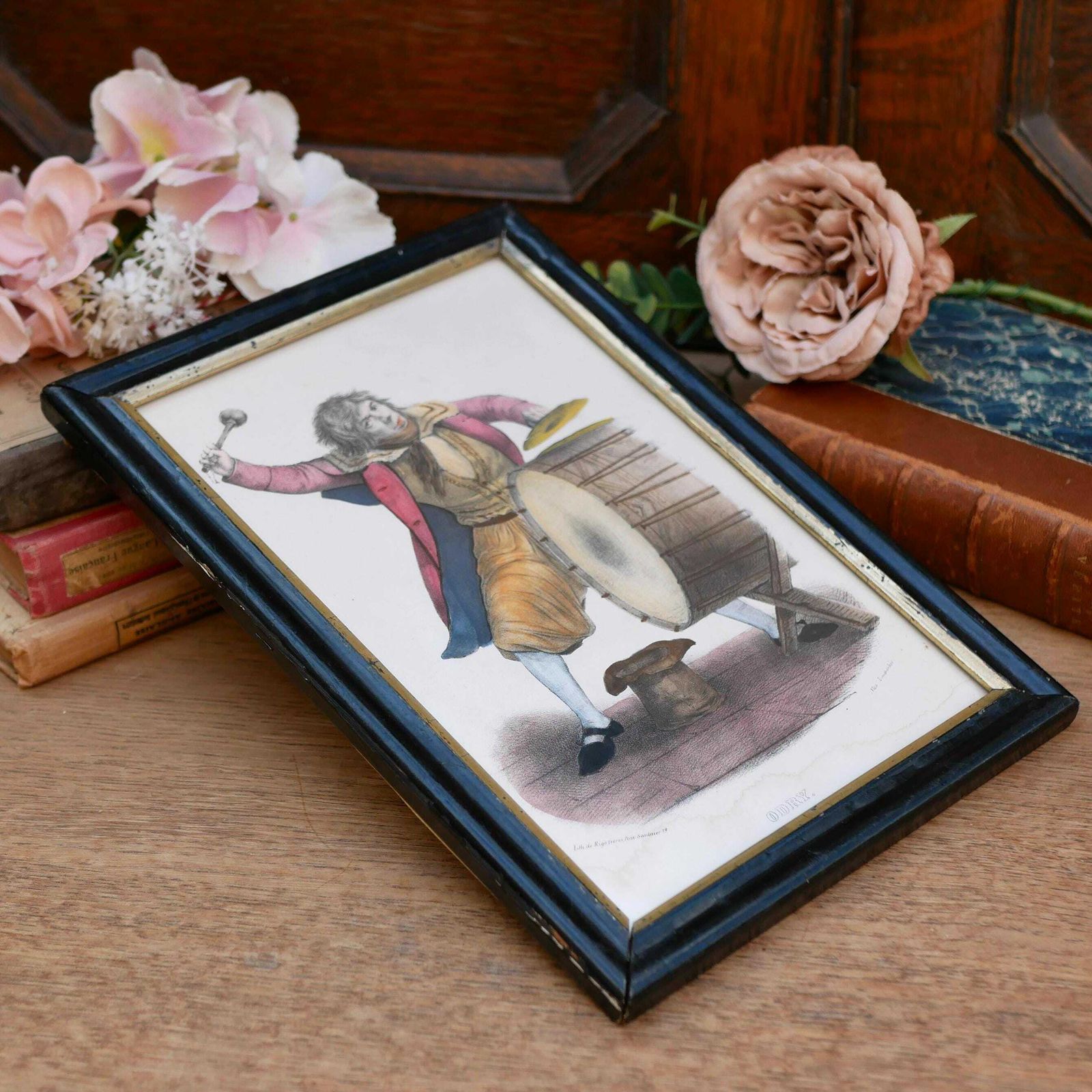 Framed Coloured Antique Lithograph Of Jacques Charles Odry By Alexander Lacauchie From 'Galarie Des Artistes Dramatique' 1840 photo furniture