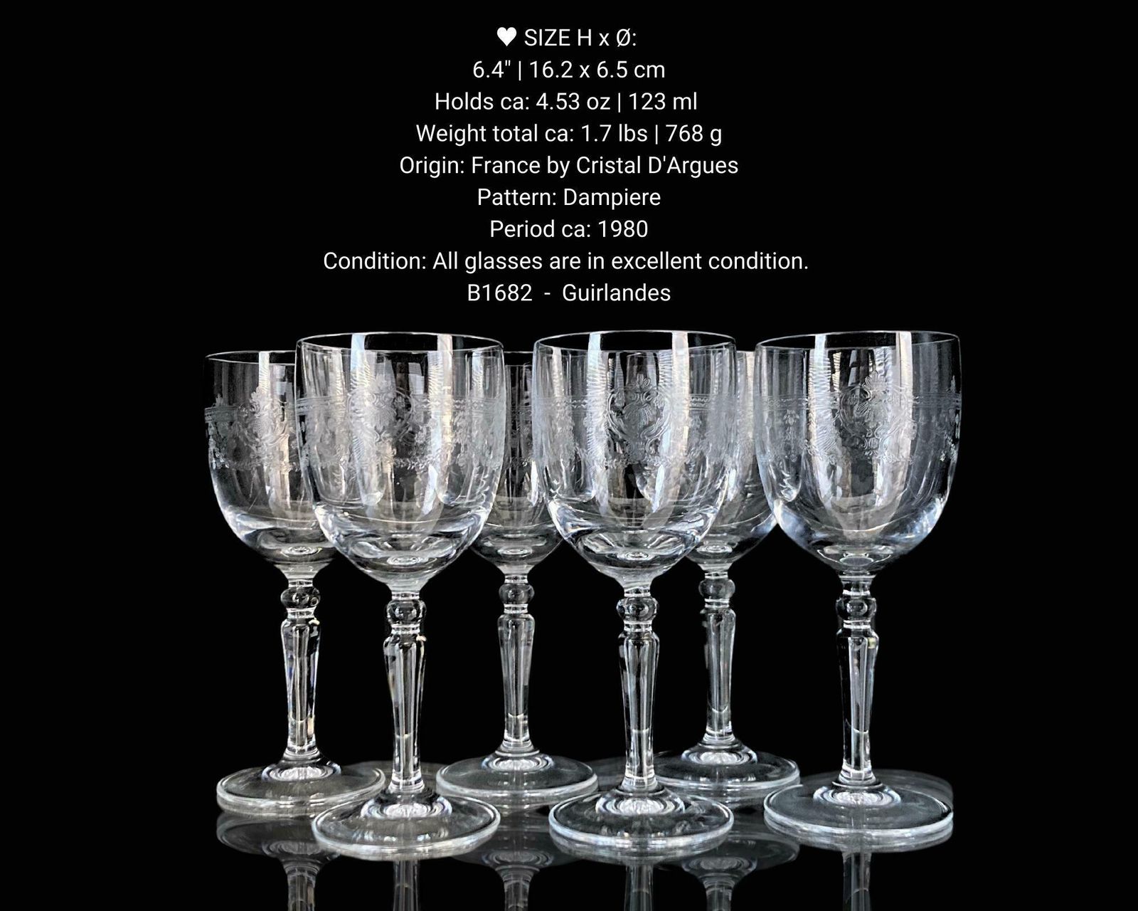 Etched Wine Glasses | 6pcs | French Engraved Patterns photo buy