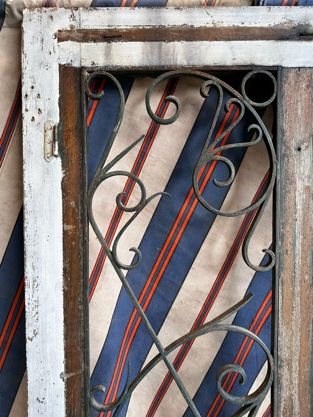 Parisian Entrance Hardwood Door W/ Original Iron Grills C.1900 photo furniture