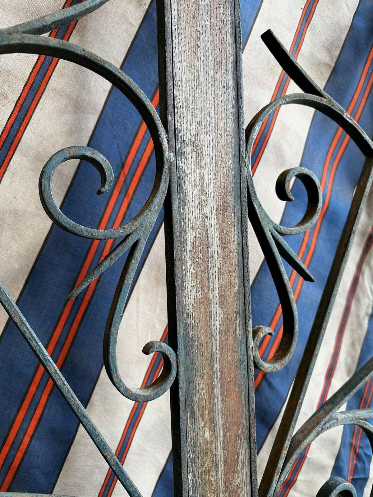 Parisian Entrance Hardwood Door W/ Original Iron Grills C.1900 photo Home Fixtures