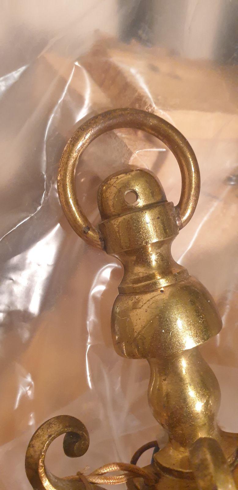photo for sale Rare Original Antique 19th Century Large Brass 3 Arm Flemish Wall Light Sconce Converted To Electric