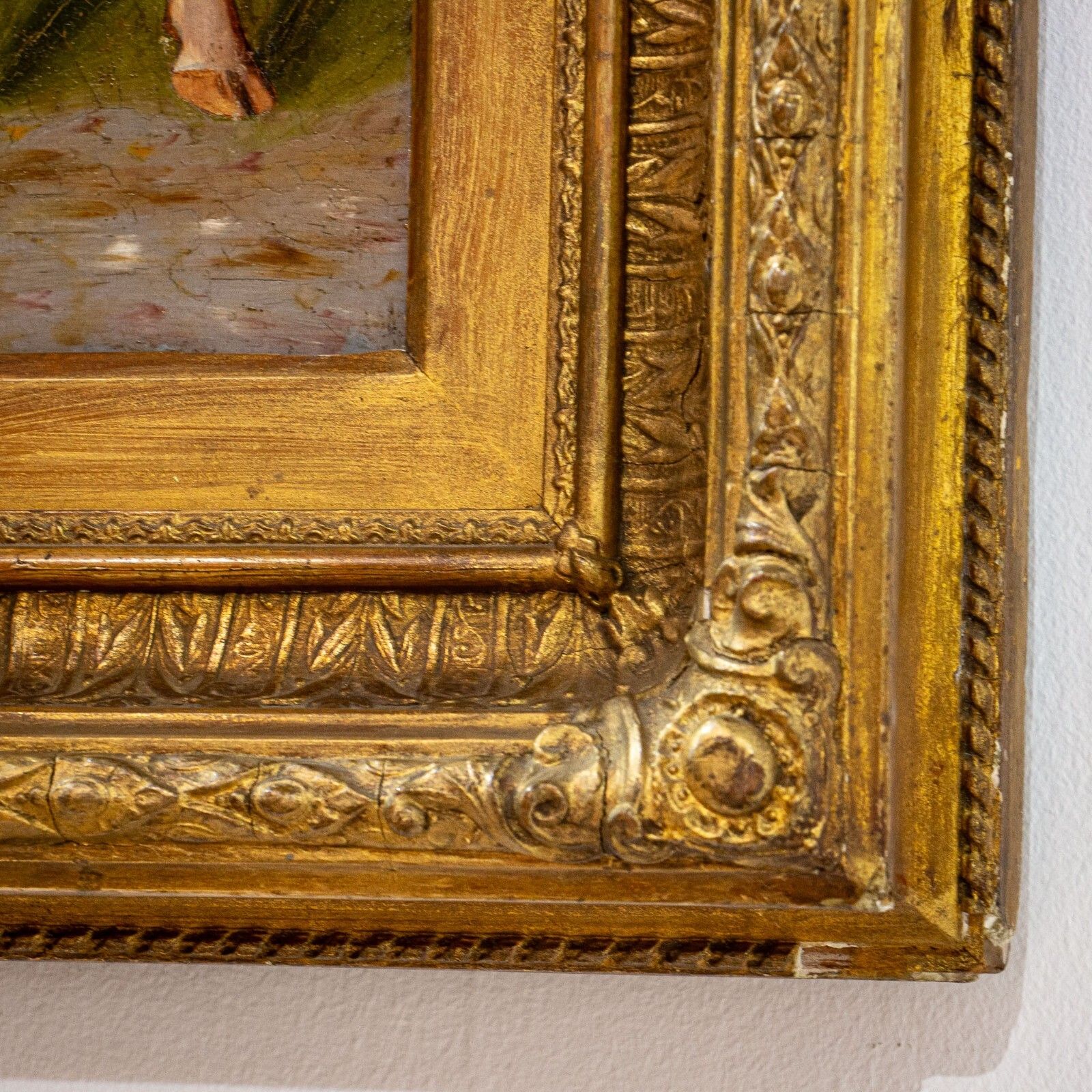 19th Century Oil On Canvas Painting Of Cattle photo Art
