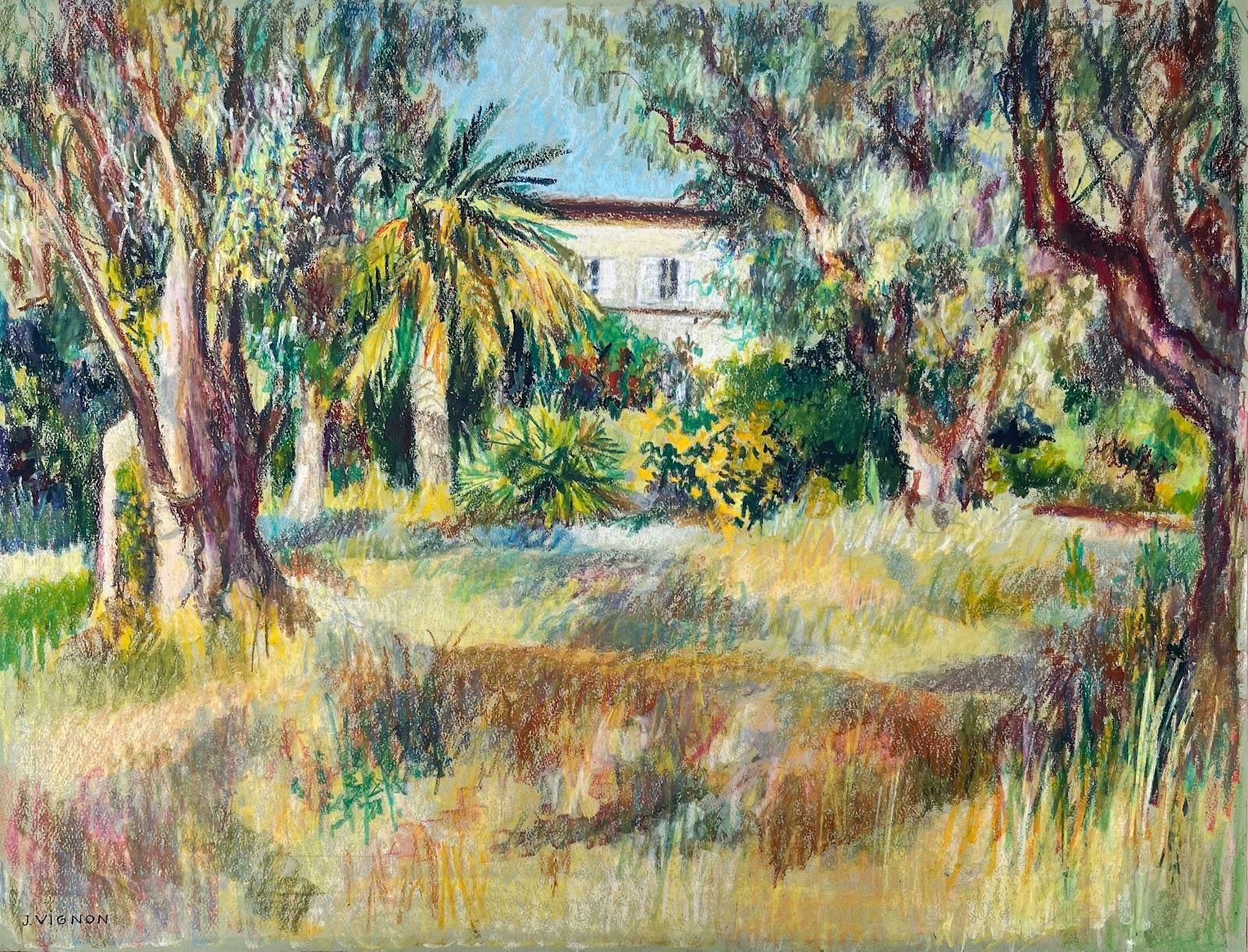 Josine Vignonmid Century French Original Pastel Painting Of Renoir's House In Cagnes Sur Mer1969 photo furniture