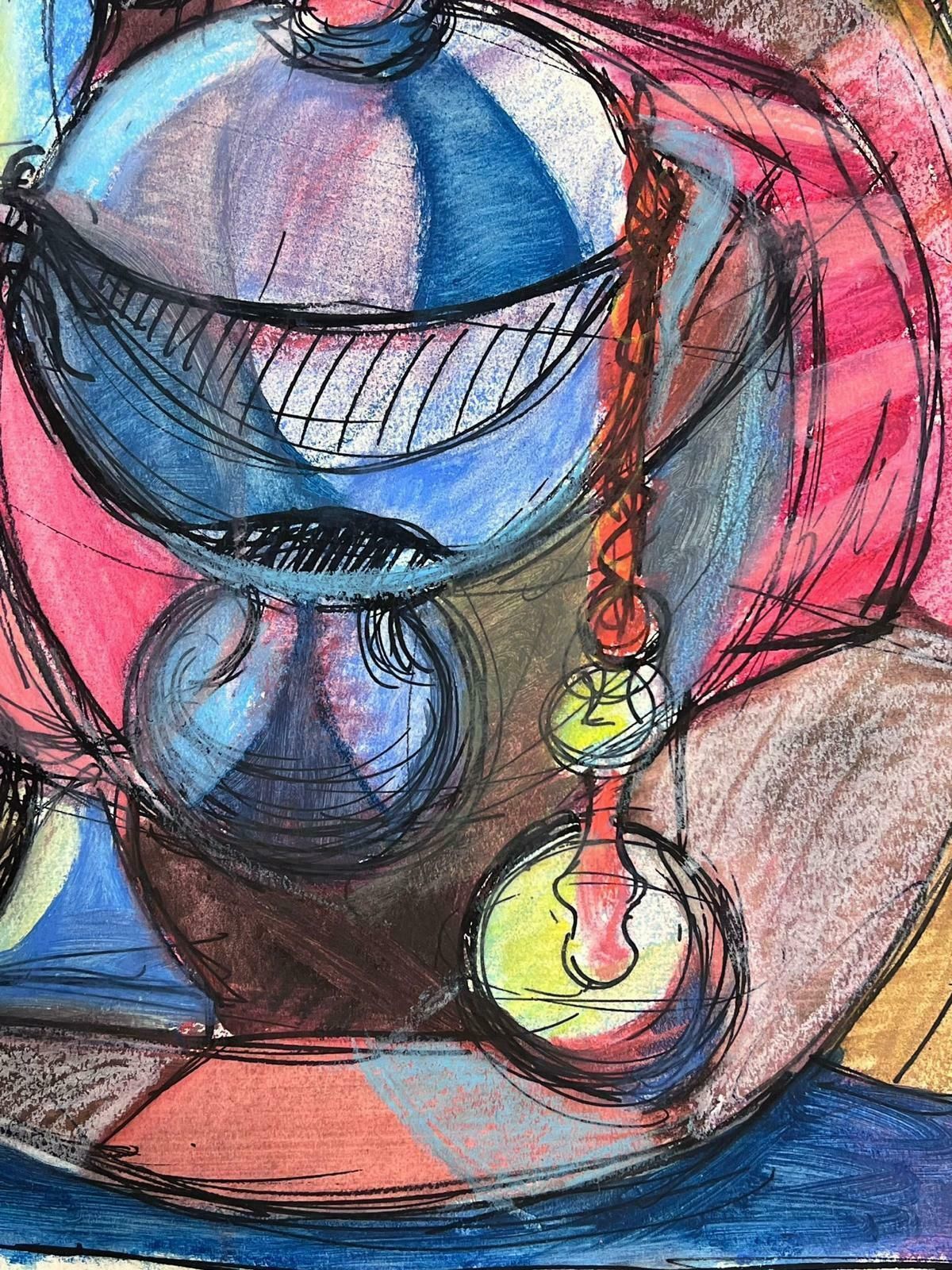 Guy Nicodfrench 20th Century Modernist Painting Still Life Table Ornemants photo for sale