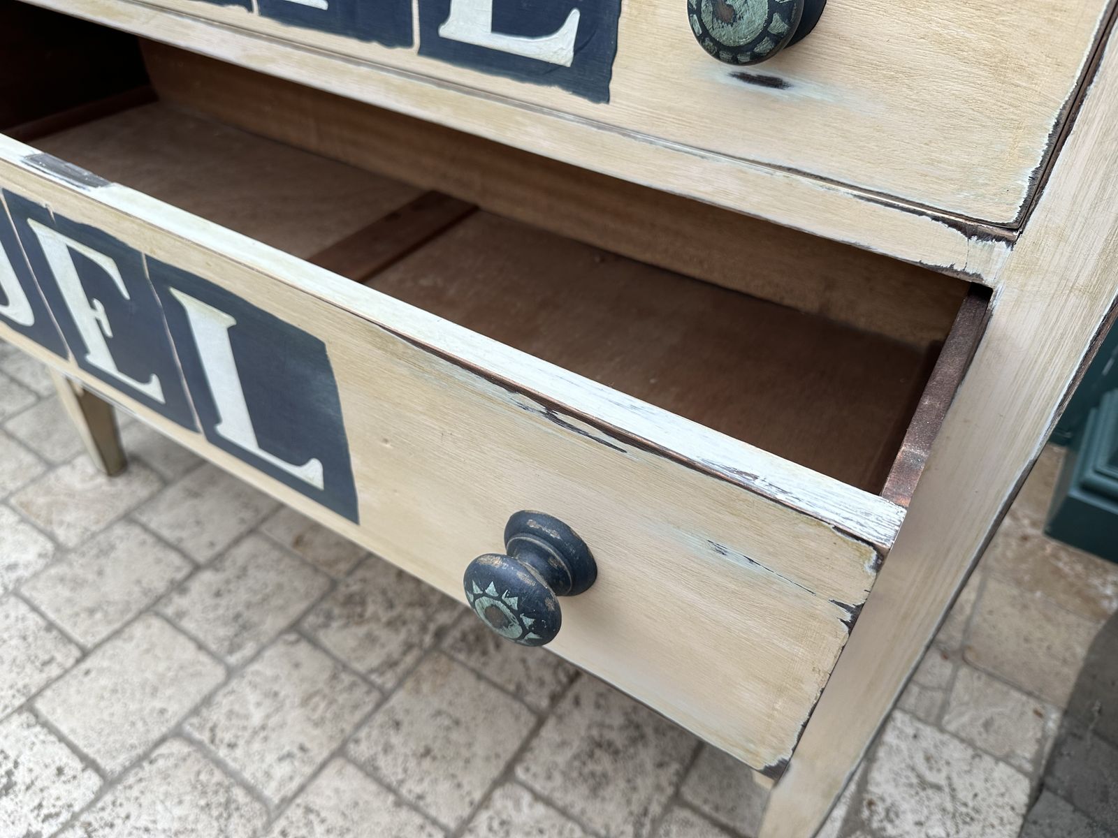 Mid Century Chest Of Drawers, Hand Painted Sideboard. Café Del Mar! photo furniture