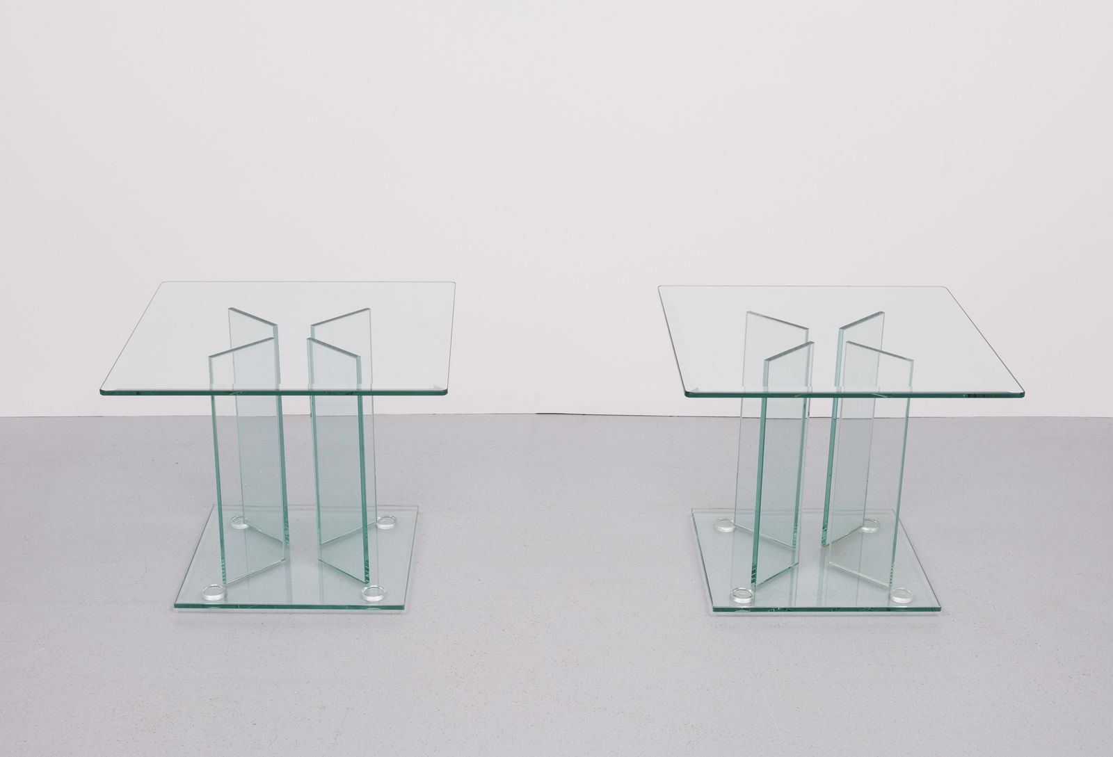 Pair Of Full Glass Side Tables , 1980s photo furniture