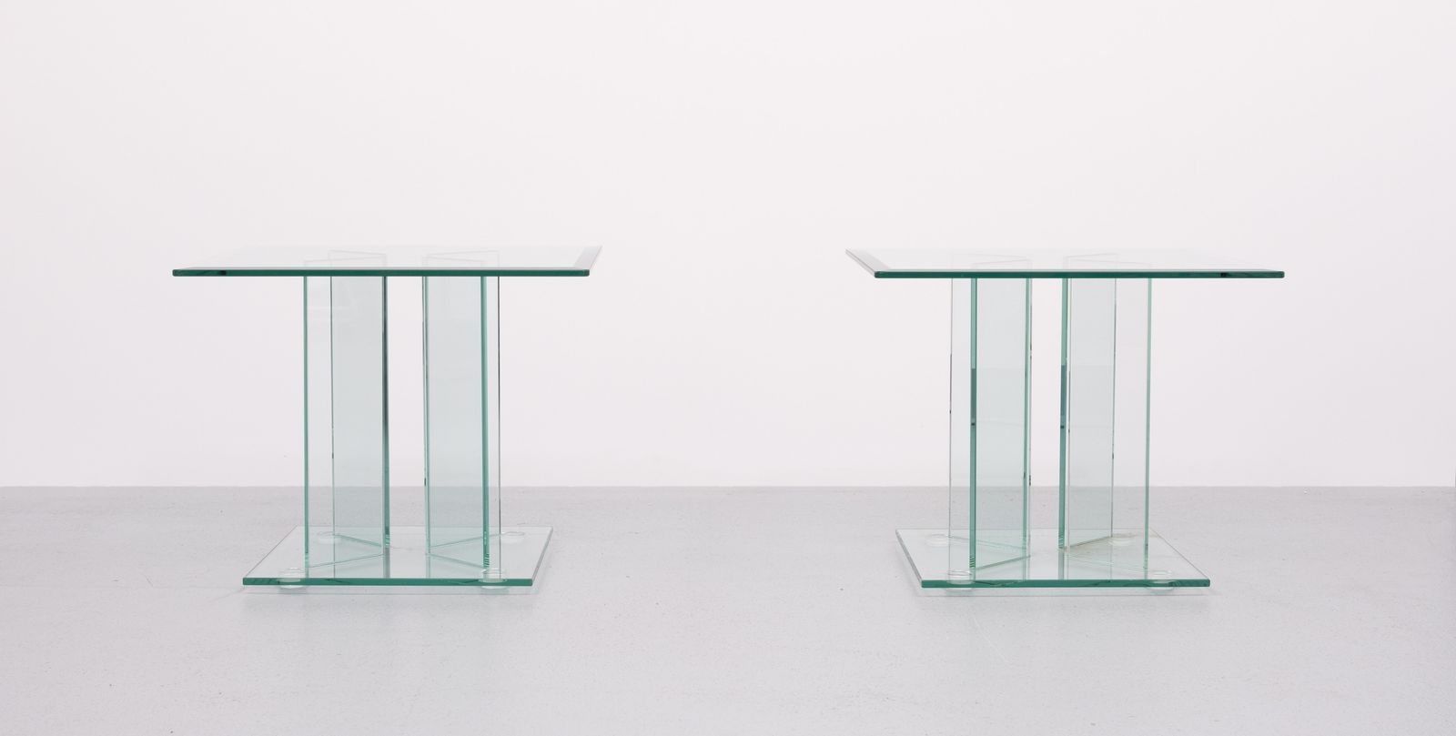 Pair Of Full Glass Side Tables , 1980s