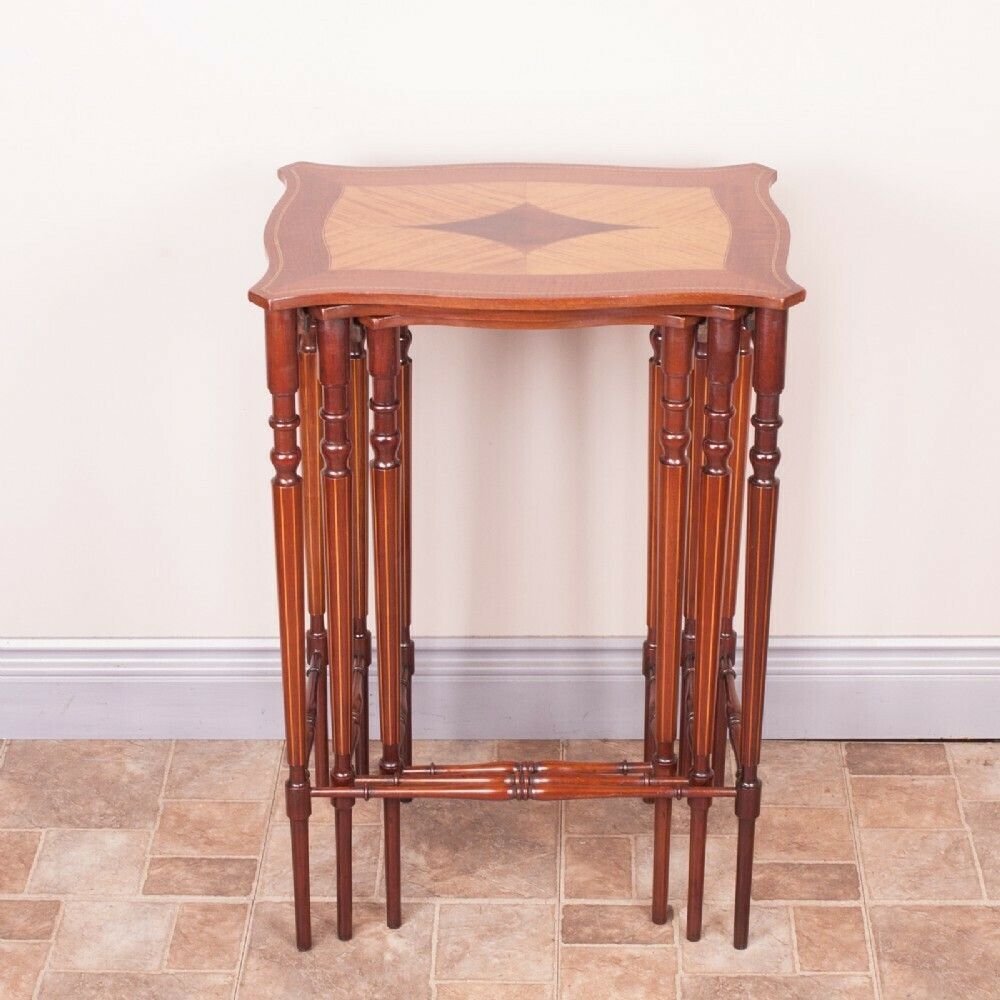 Good Quality Inlaid Mahogany Nest Of Three Tables photo 730.0