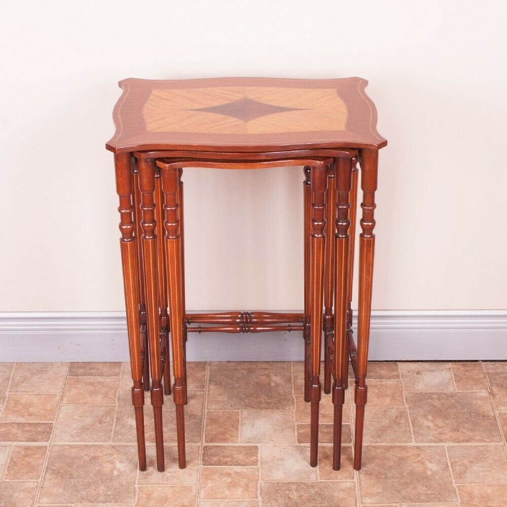 Good Quality Inlaid Mahogany Nest Of Three Tables photo vinterior