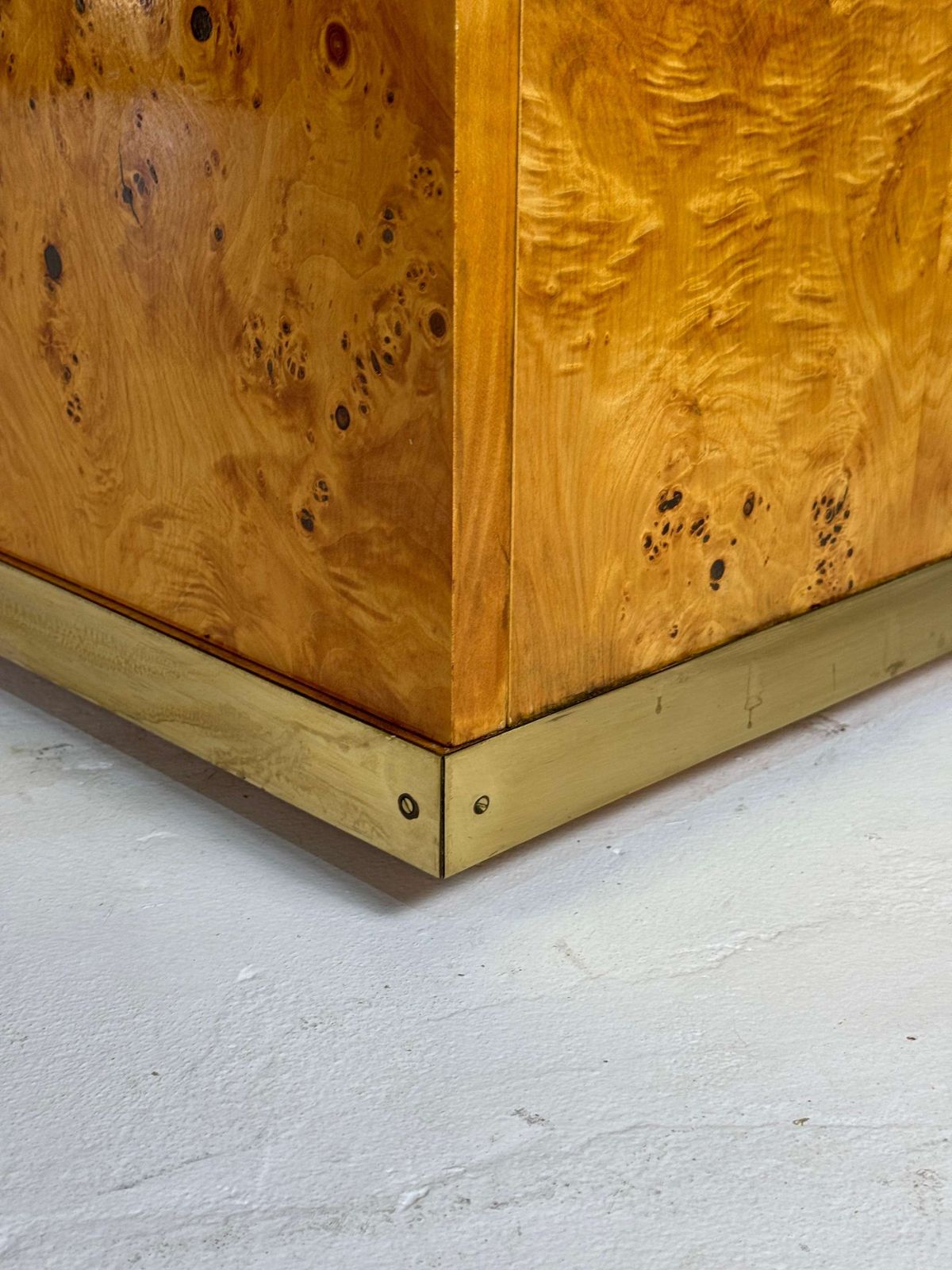 photo furniture Lacquered Burlwood And Brass Credenza, 1970s