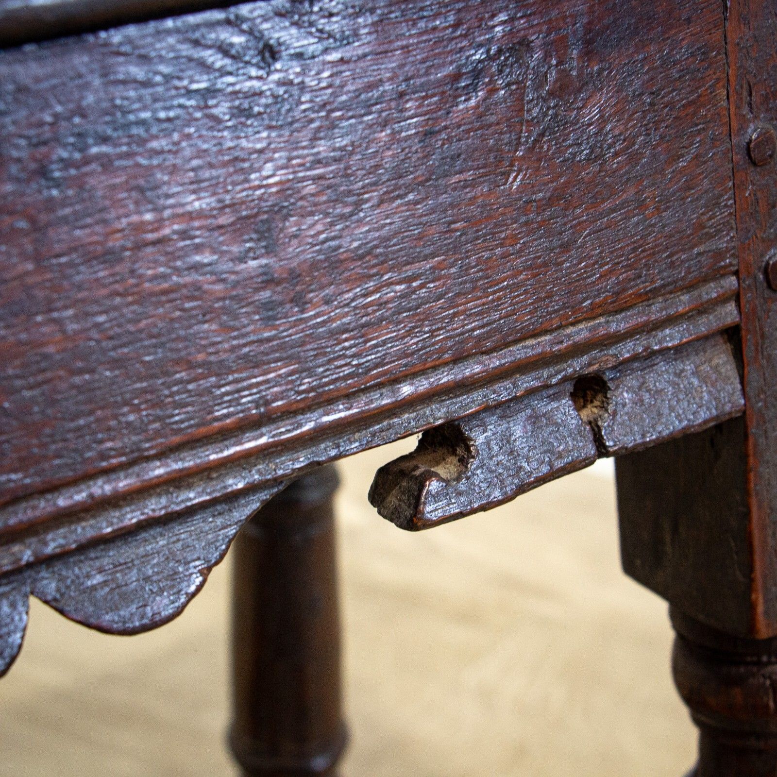 965.0 17th Century Oak Joint Or Coffin Stool photo