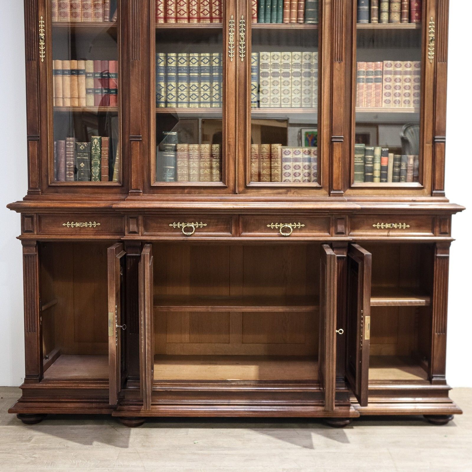 photo vinterior French Walnut Breakfront Library Bookcase