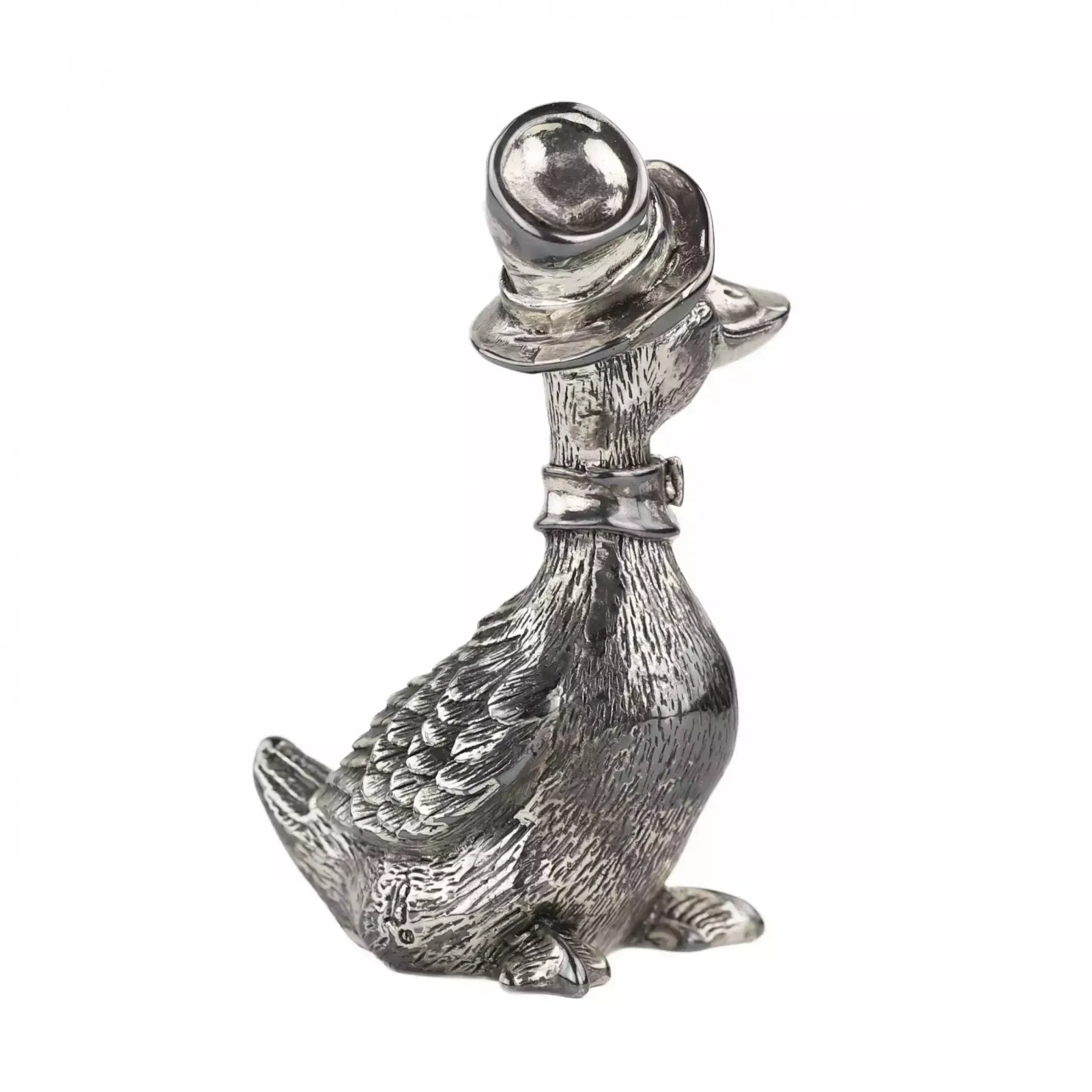 Silver Figurine Goose In A Hat Italy 20th Century photo Home Decor