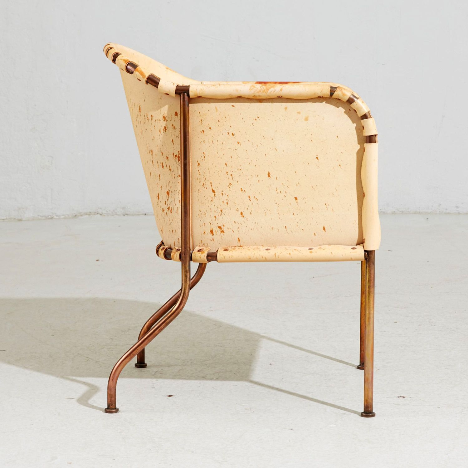Copper And Natural Leather Mats Theselius 'Ambassad' Armchairs For Källemo Sweden photo furniture