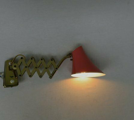 Mid Century Aluminum And Brass Scissor Lamps, 1950s, Set Of 2 photo vintage