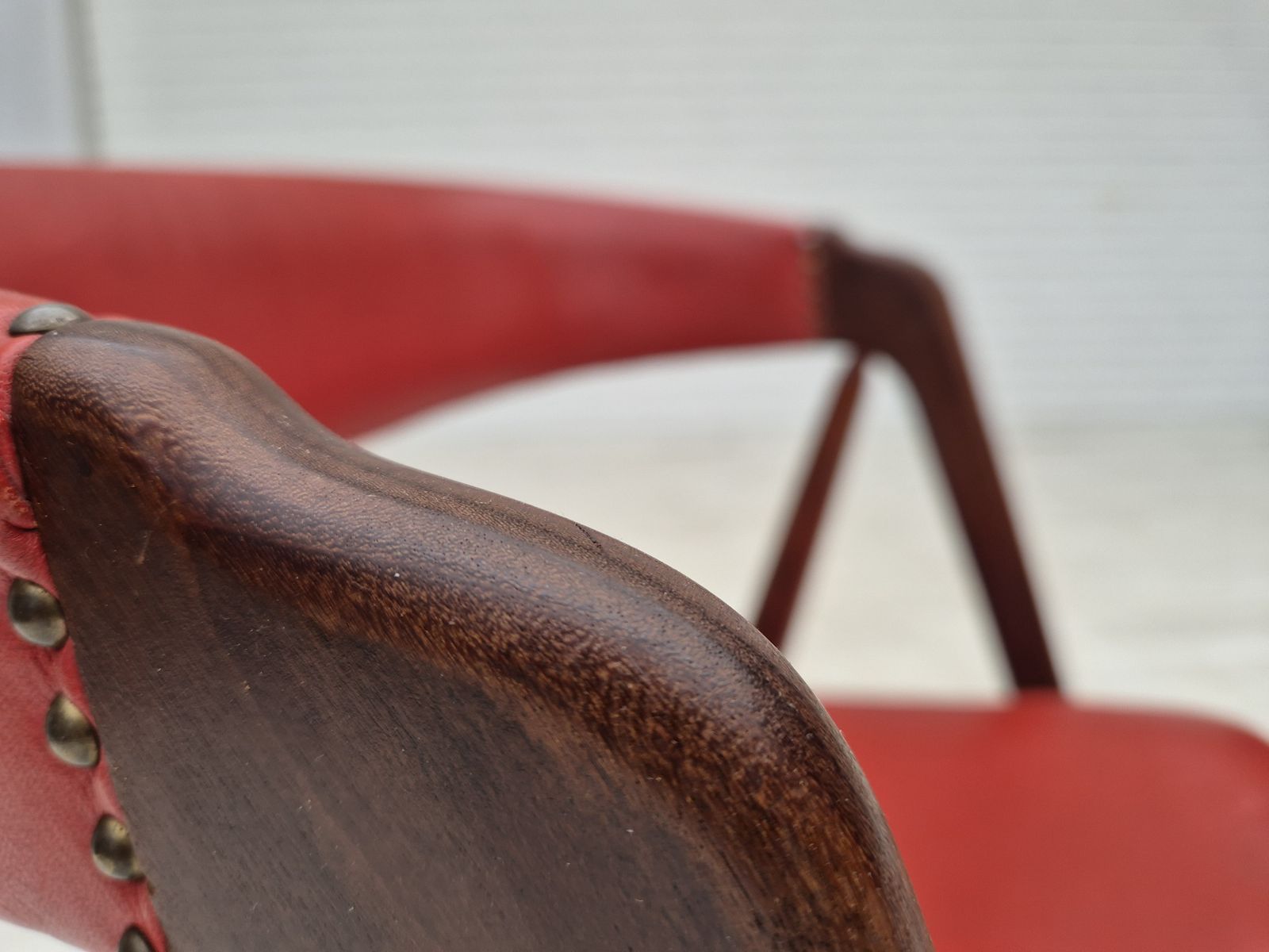 1960s, Danish Chair By Farstrup, Original Condition, Solid Teak Wood, Leather. photo vintage