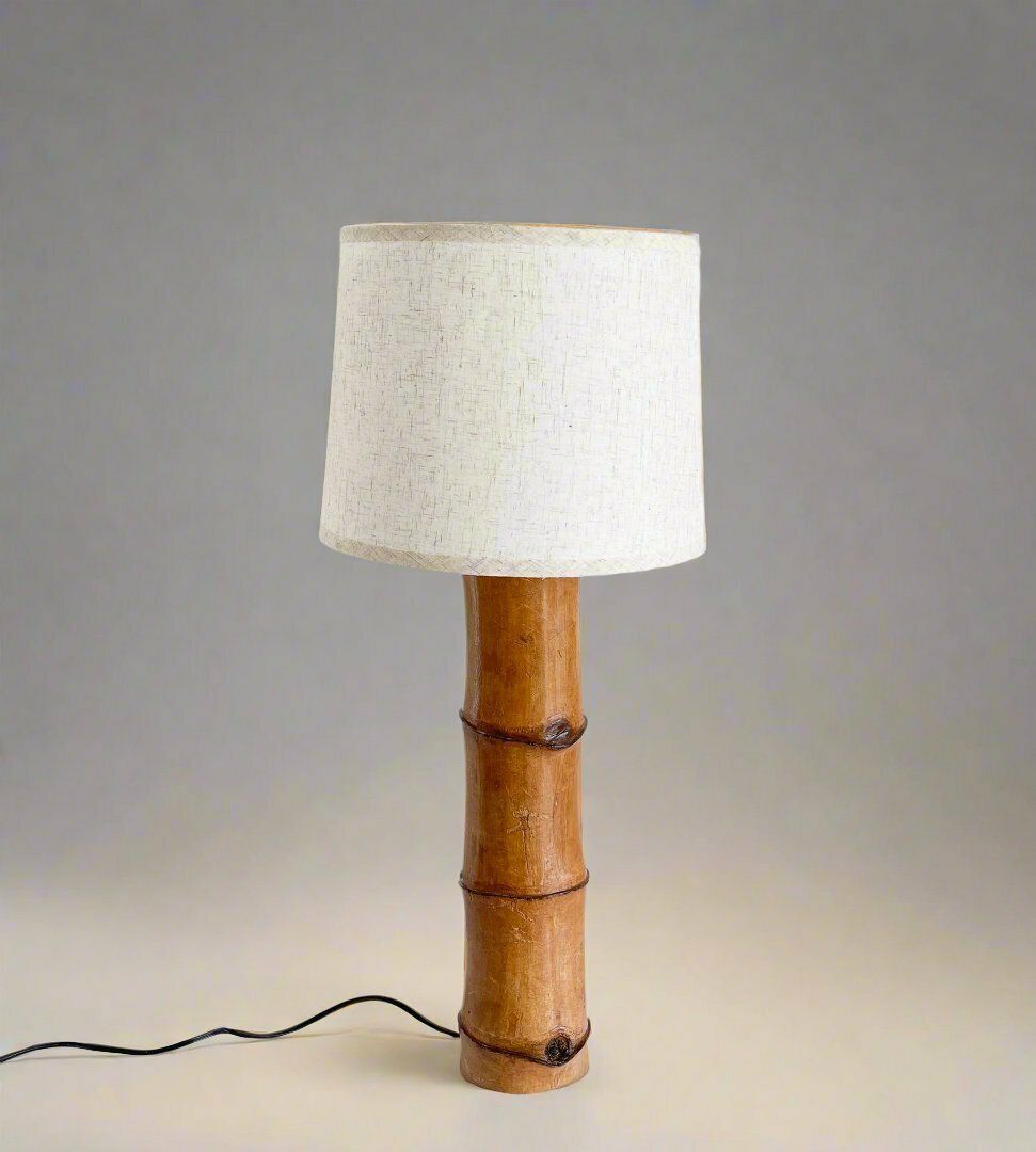 Organic Bamboo Table Lamp Large Mid Century Modern Style