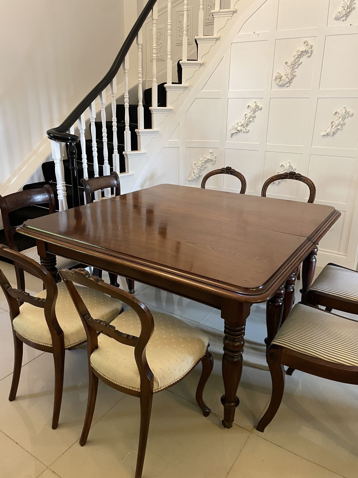 Rare Irish 12/14 Seater Metamorphic Antique 19th Century Superb Quality Figured Mahogany Dining Table photo vintage