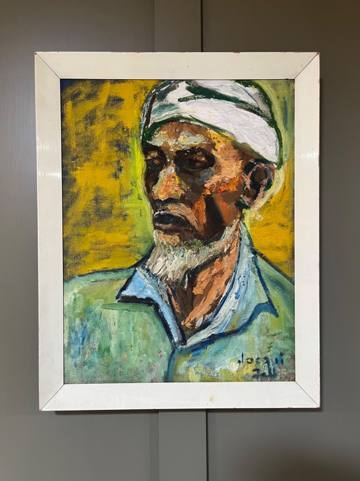 Portrait Oil Painting Portrait Of Arab Man Striking Abstract photo for sale