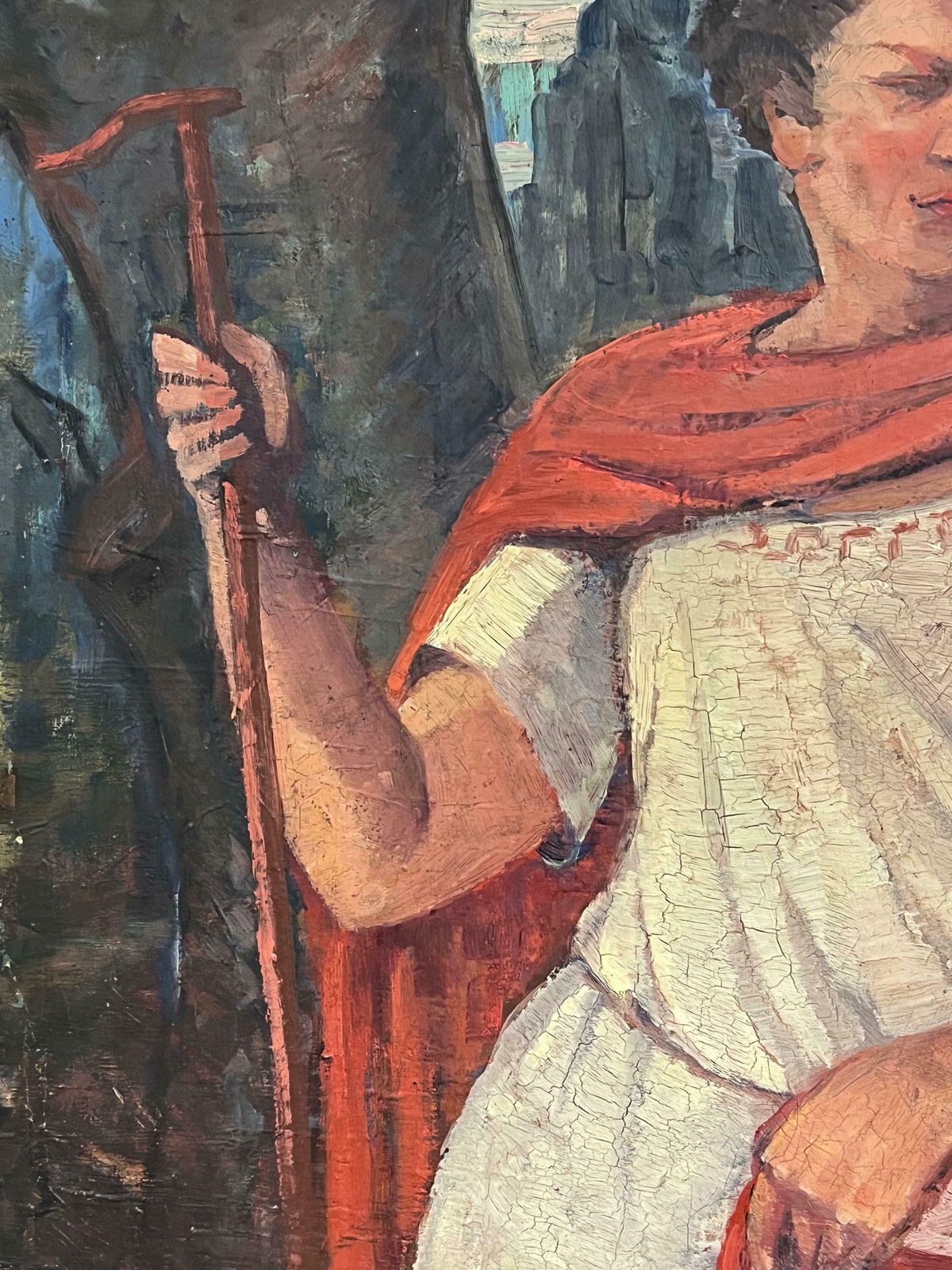 French Schoolhuge Antique French Signed Oil Painting Roman Soldier With Nude Shepherdessearly 20th Century photo Art