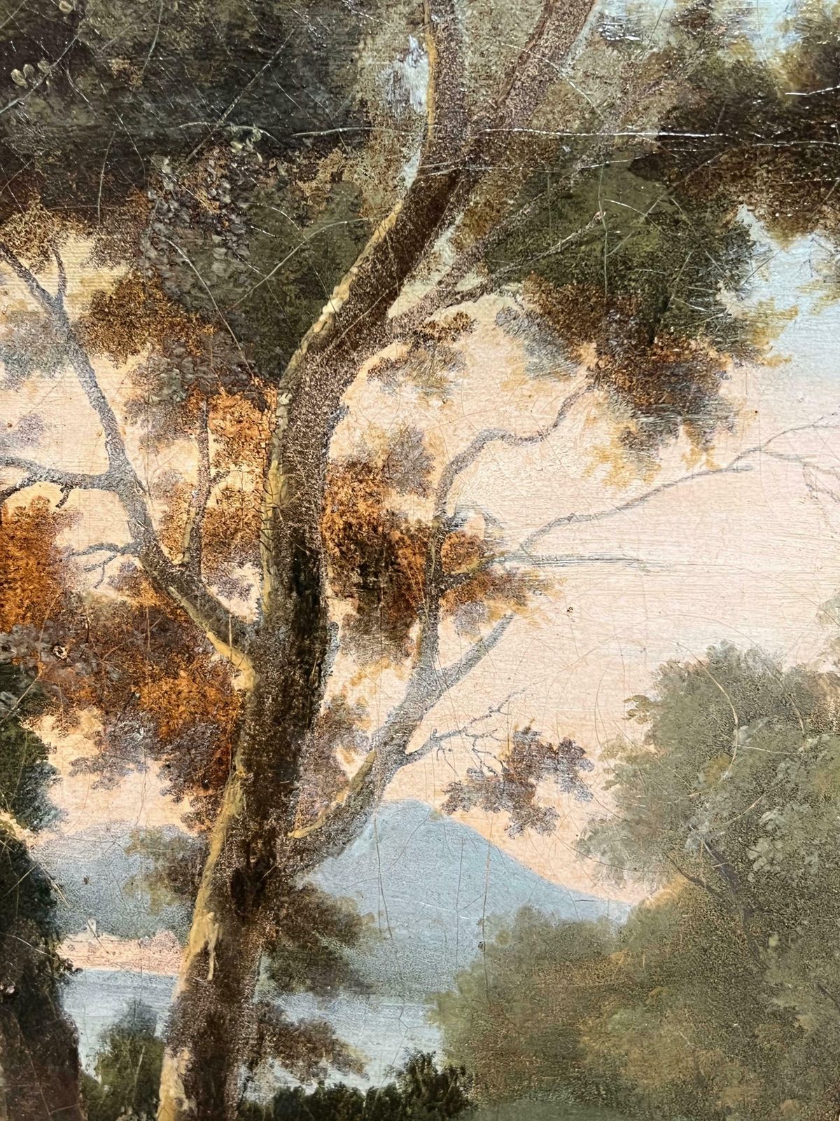 French Schoolfine 1800's French Oil  Figures By Monastic Ruins Stream Bucolic Landscape1800's photo Art