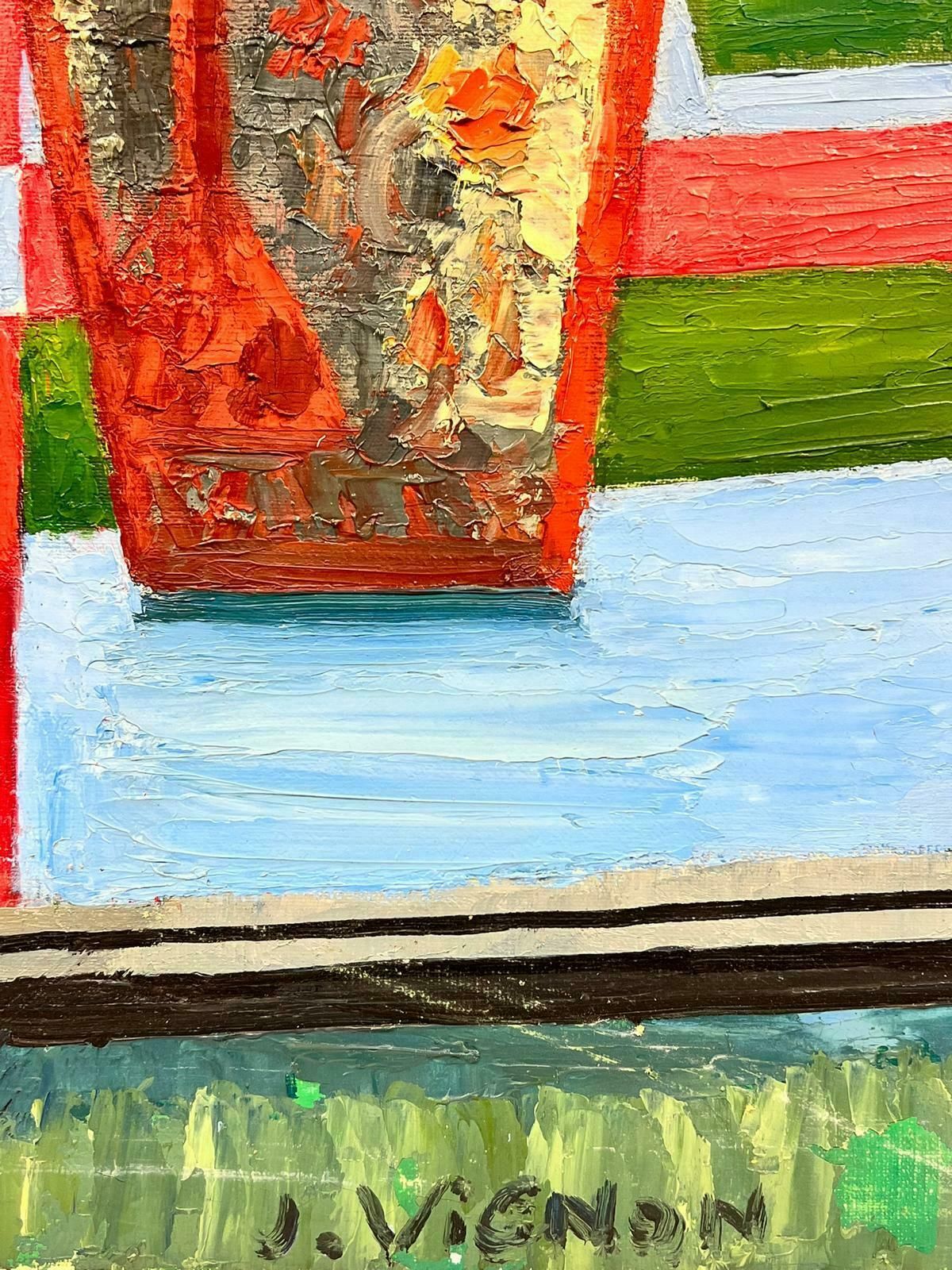 Josine Vignonmid Century French Cubist Signed Oil Painting Still Life Of Flowers In Vase1960's photo for sale