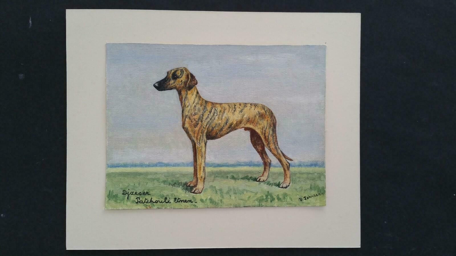 Dorothy Alexandra Johnsonenglish School 20th Century Oil Painting Of A Champion Sloughi Dog1970's photo furniture
