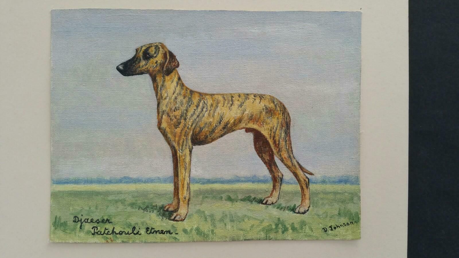 Dorothy Alexandra Johnsonenglish School 20th Century Oil Painting Of A Champion Sloughi Dog1970's photo for sale
