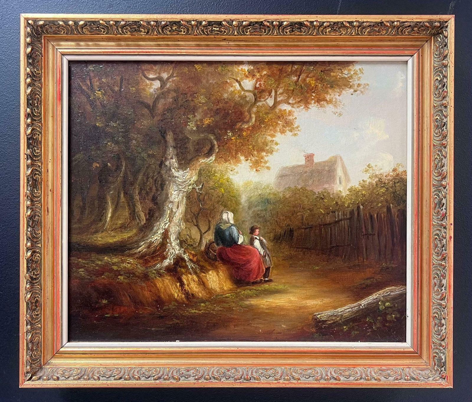 Suffolk School19th Century Suffolk School Oil Painting Figures In Rural Woodland Lane photo furniture