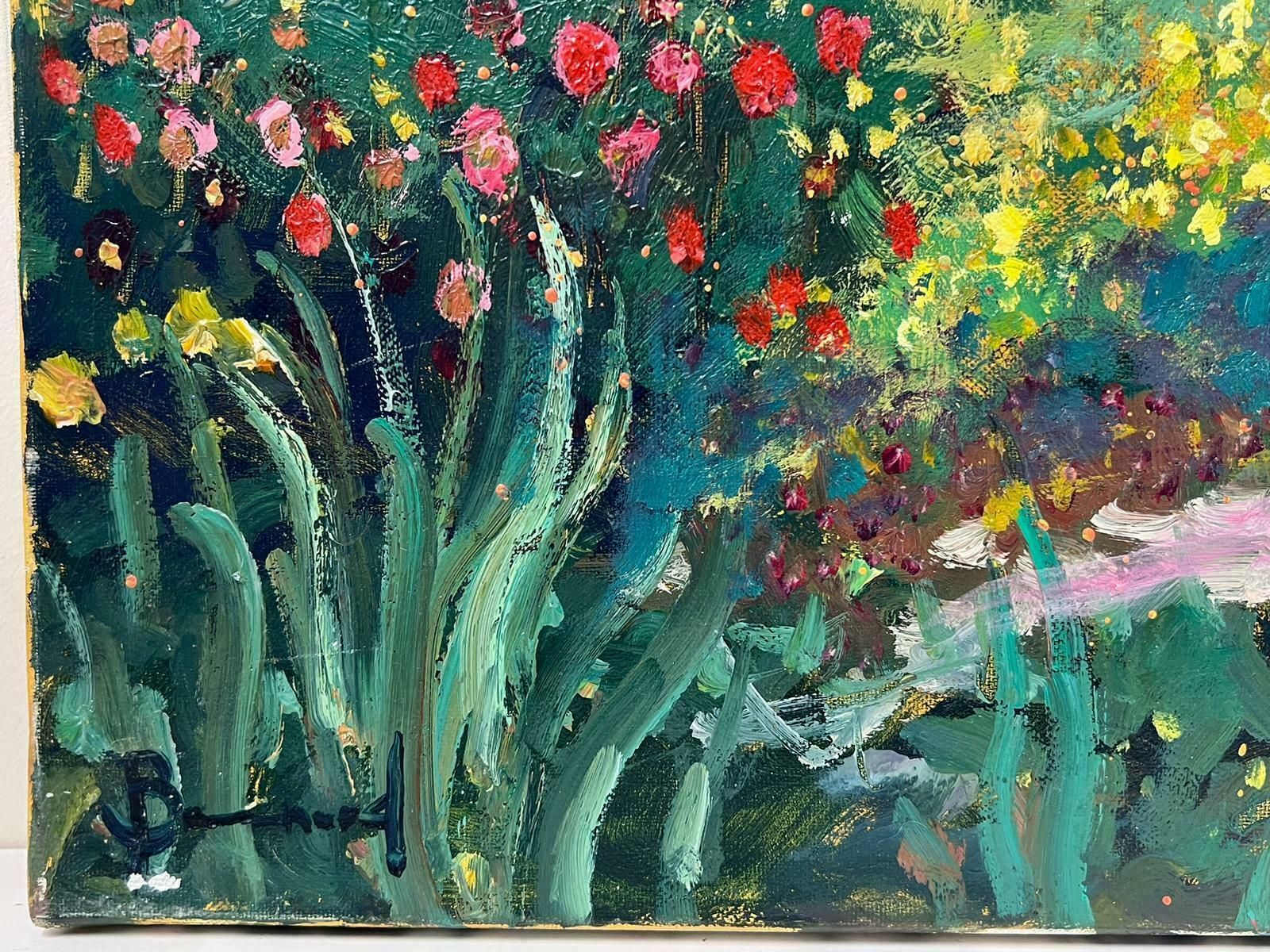 Guy Benardcouple Walking In French Summer Landscape With Flowers Impressionist Oil photo Art