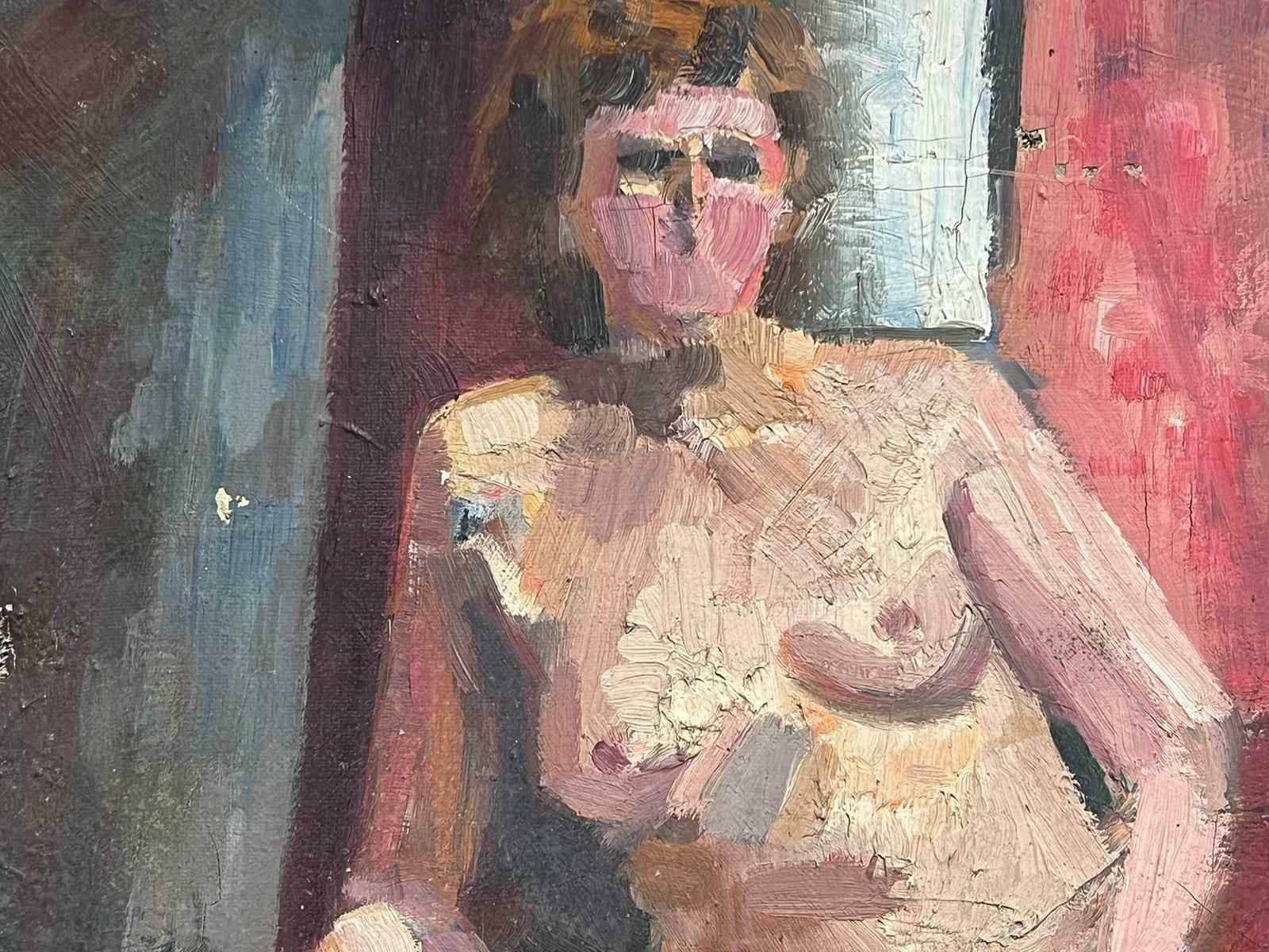 French School1930's French Post Impressionist Signed Oil Nude Lady In Interior Setting1930's photo for sale