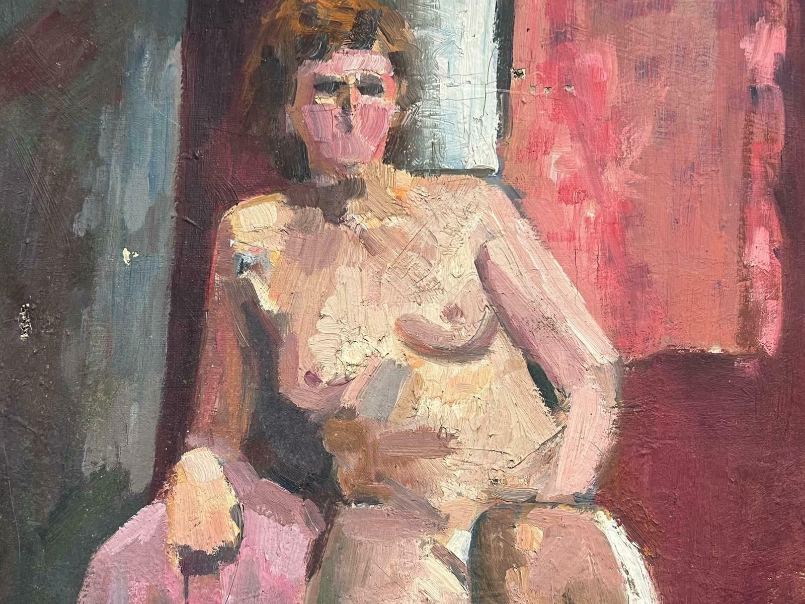 French School1930's French Post Impressionist Signed Oil Nude Lady In Interior Setting1930's photo vintage
