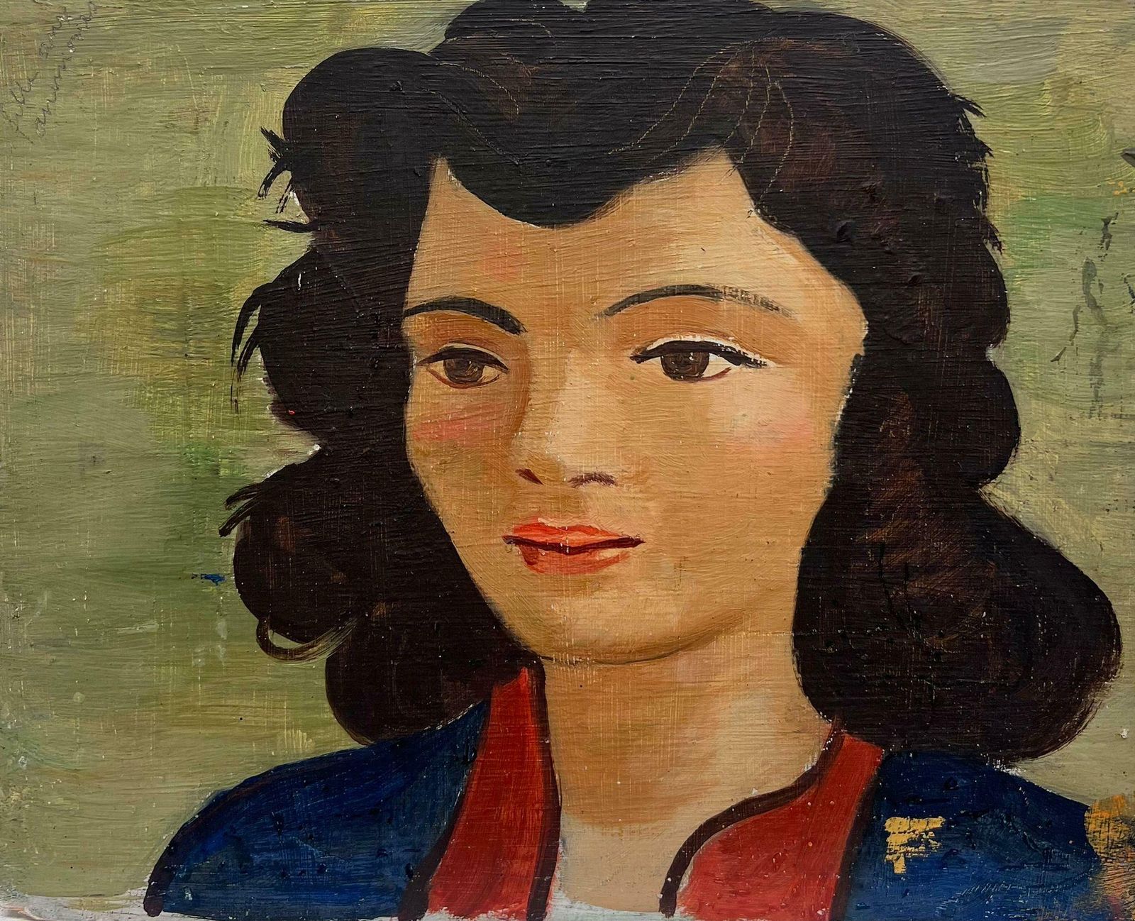 Maurice Delaviermid 20th Century Stylish Portrait Of A Young Lady French Oil Painting1950's photo 712.0