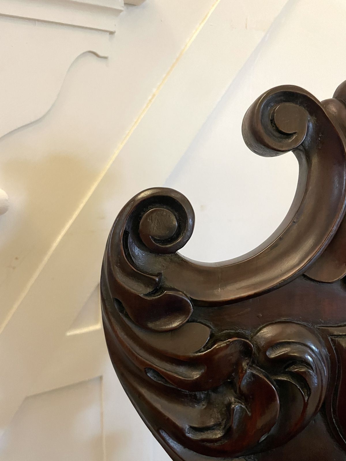 Outstanding Quality Pair Of Antique 19th Century Carved Mahogany Hall Chairs photo for sale