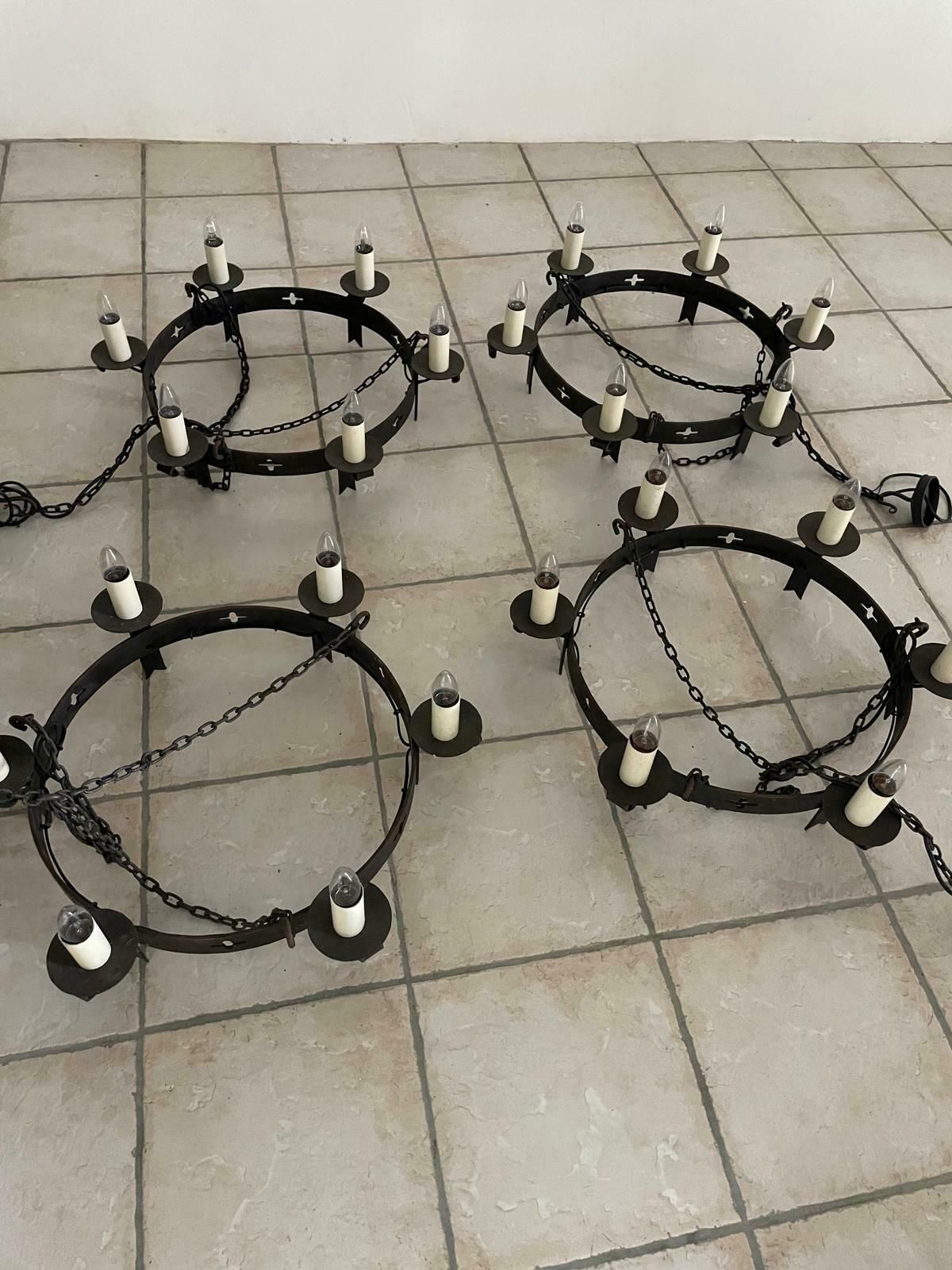 Gothic/Medieval Style Iron Chandeliers Set Of 4 photo for sale