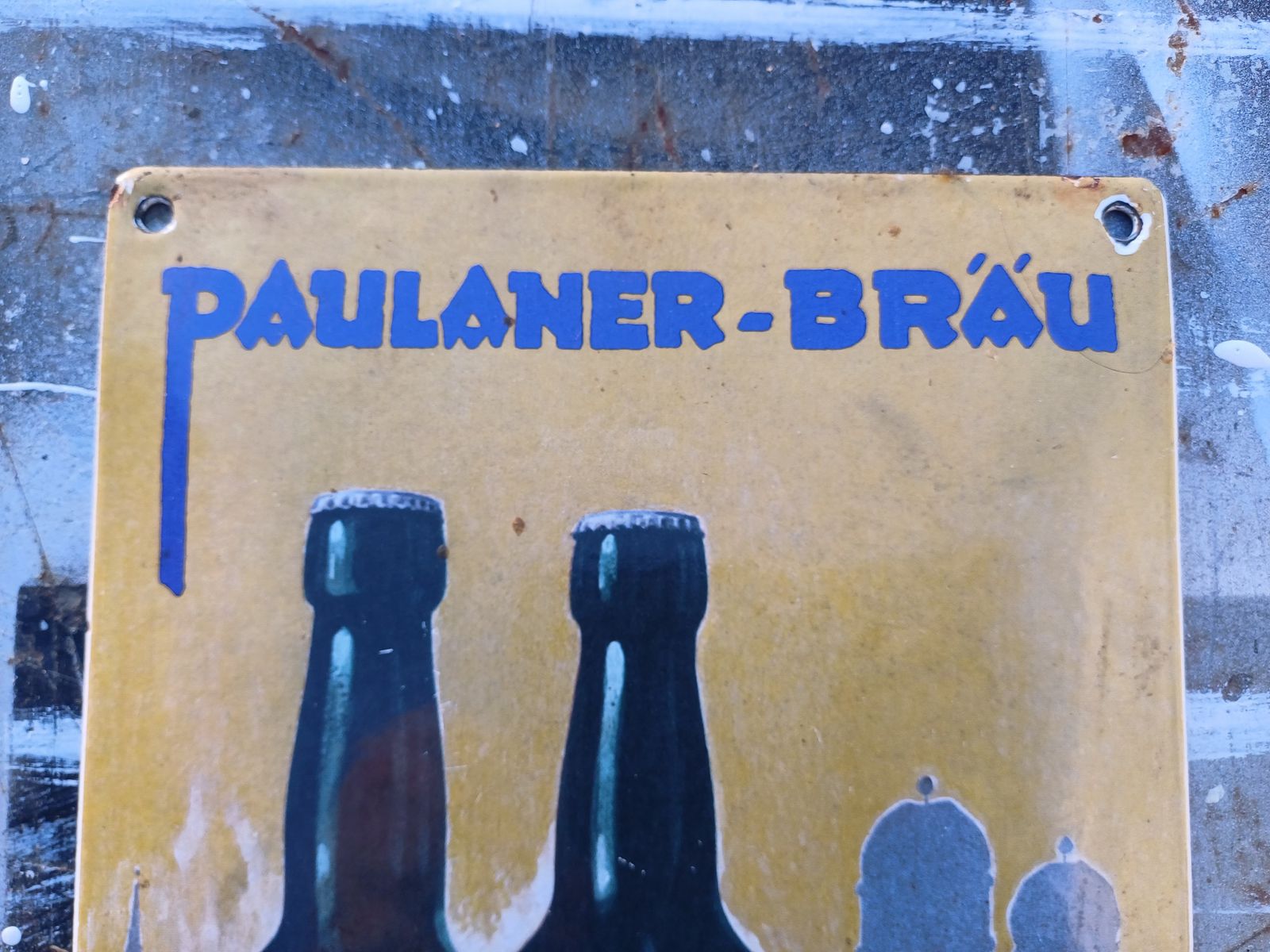 Paulaner Brau Munchen Beer Enamel Sign photo Home Decor